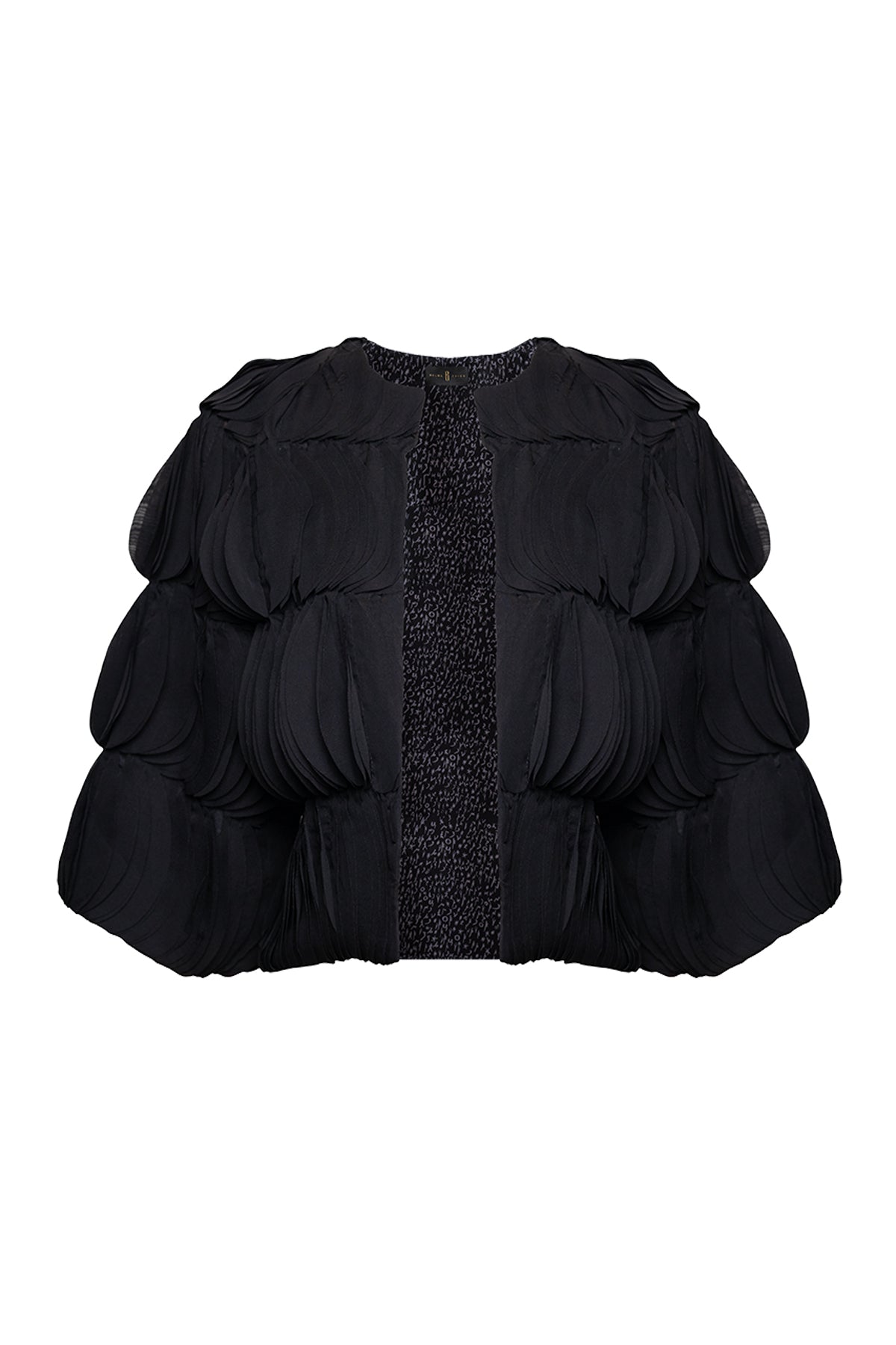 Black Lasercut Ripple Effect Short Jacket