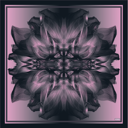 Black Pink Lavender Twilight Silk Twill Scarf