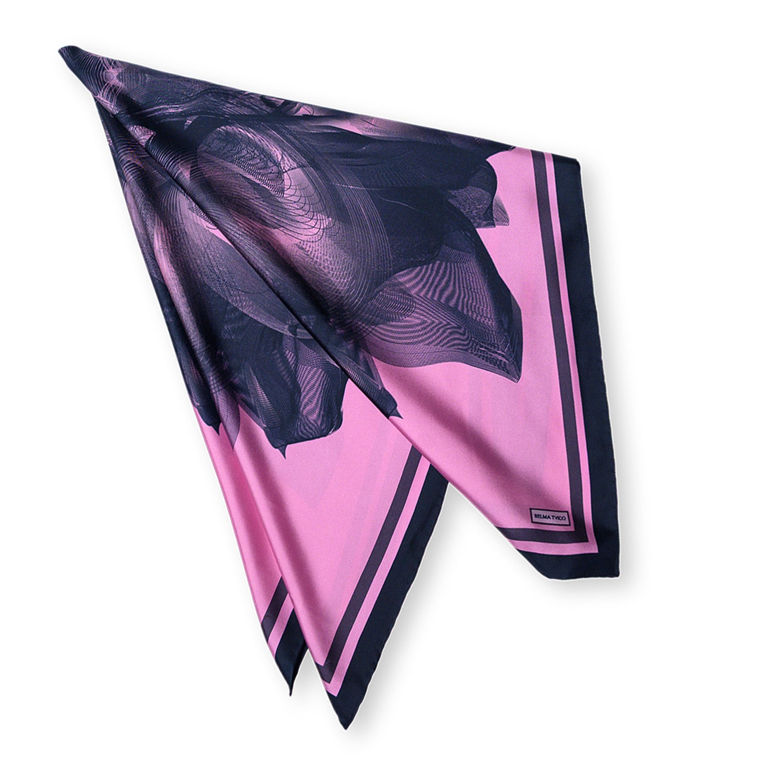 Black Pink Lavender Twilight Silk Twill Scarf
