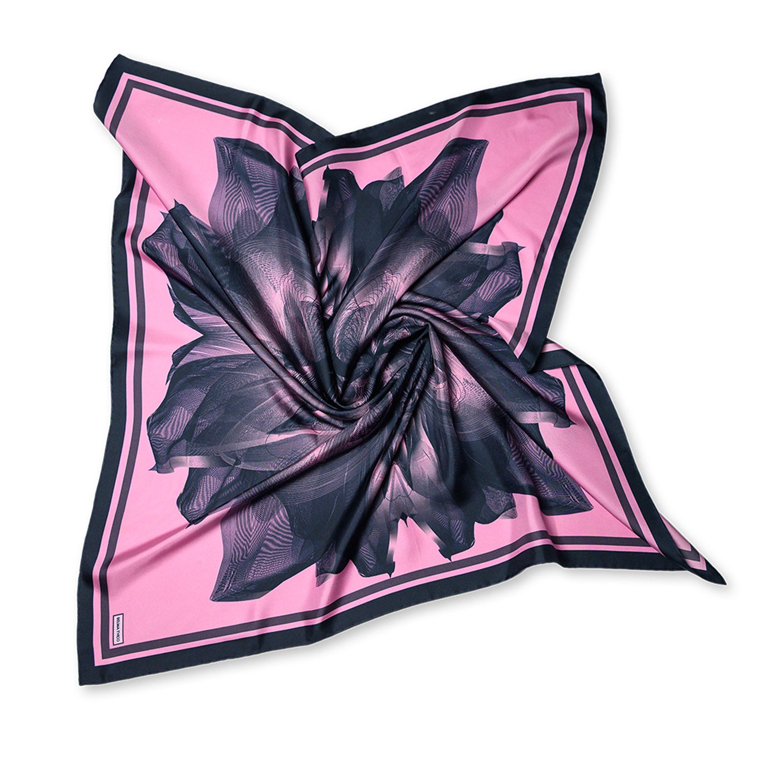 Black Pink Lavender Twilight Silk Twill Scarf