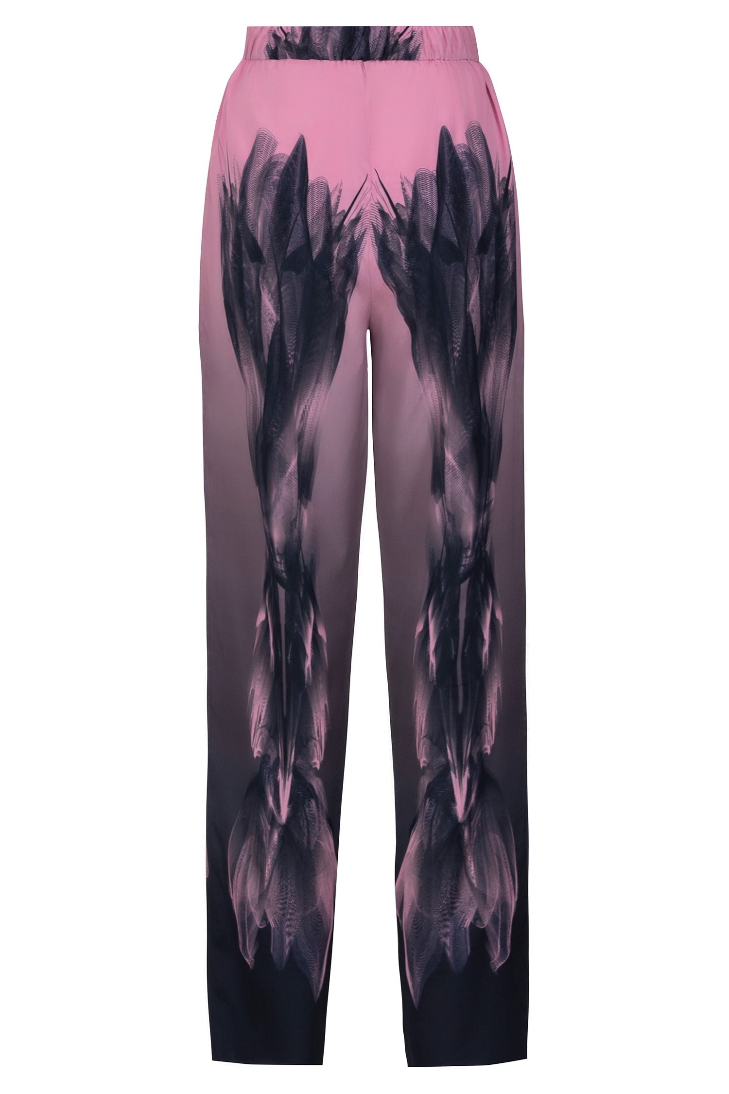 Black Pink Twilight Silk Straight Leg Trousers