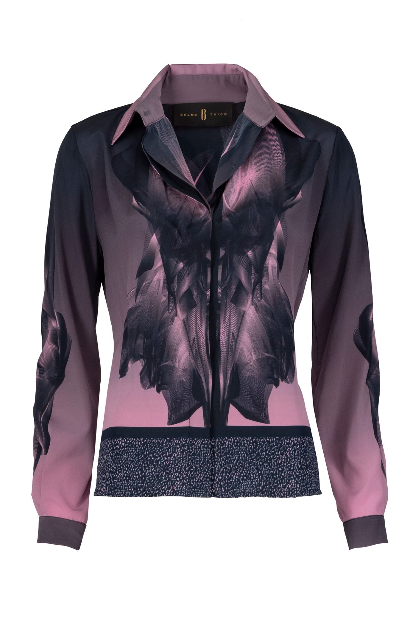 Black Twilight Print Silk Shirt