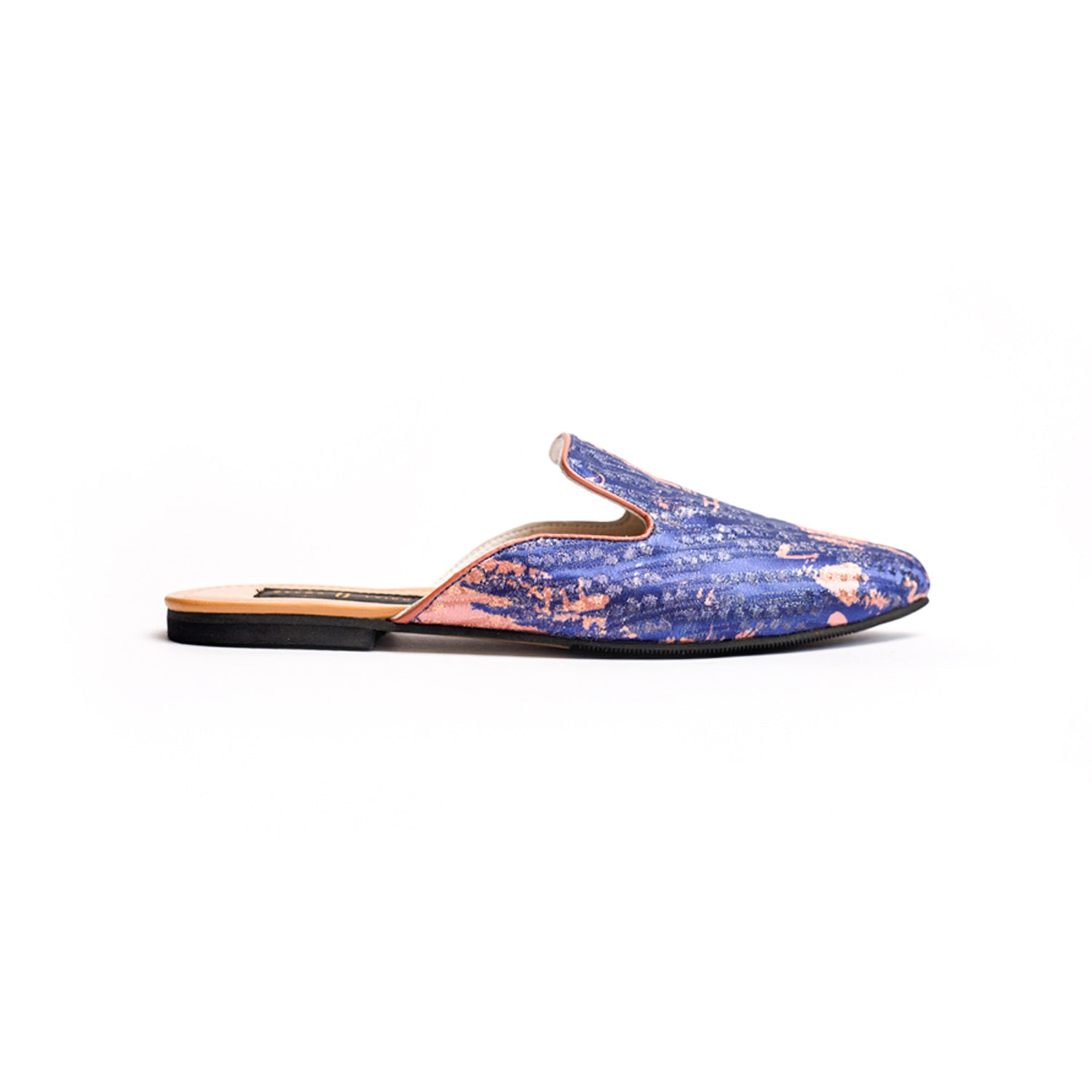 Blue Pink Bosančica Brocade Slippers