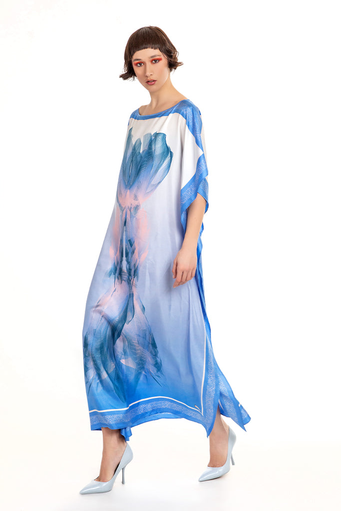 Blue White Nile Print Kaftan Dress