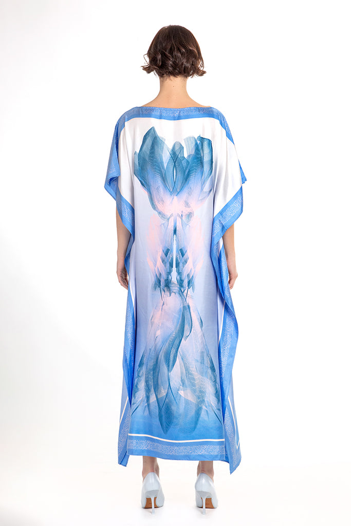 Blue White Nile Print Kaftan Dress
