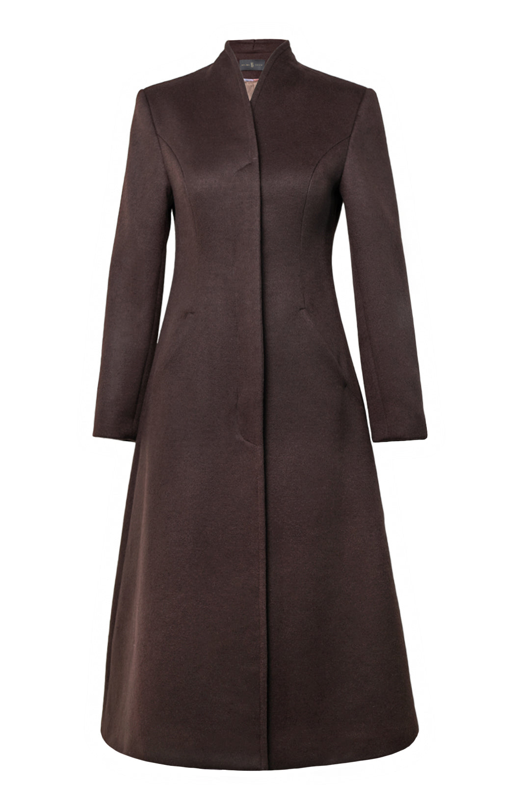 Chocolate Brown Imperial Collar Wool Coat  Belma Tvico