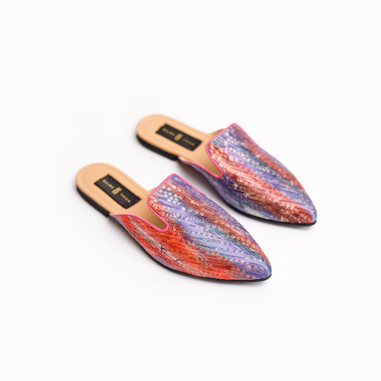 Crimson Violet Mauve Bosančica Brocade Slippers