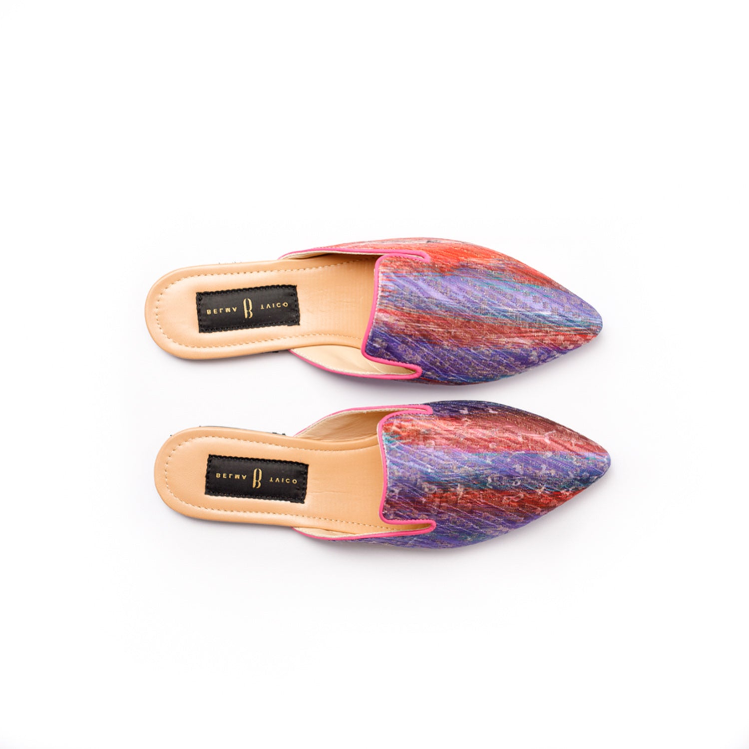 Crimson Violet Mauve Bosančica Brocade Slippers
