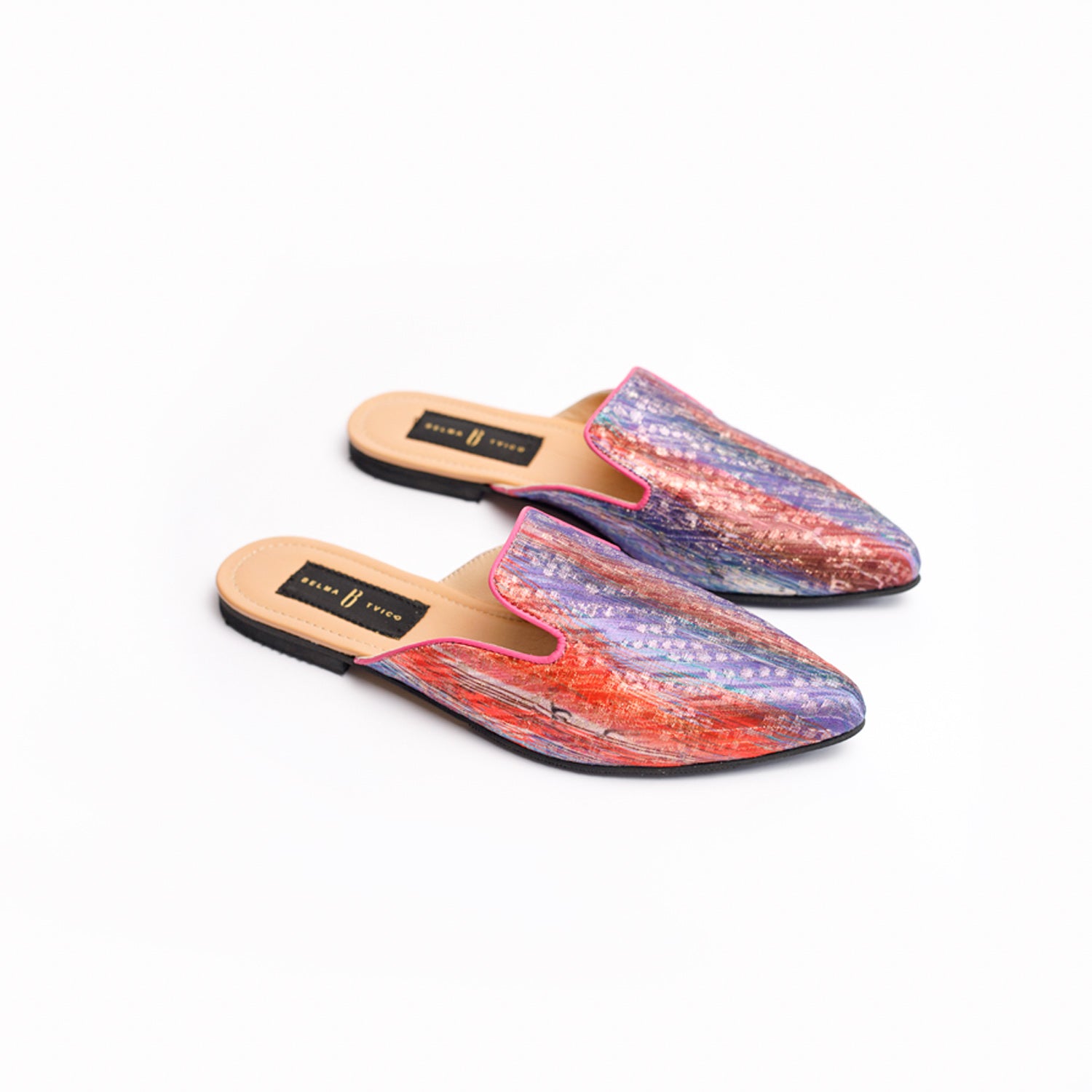 Crimson Violet Mauve Bosančica Brocade Slippers