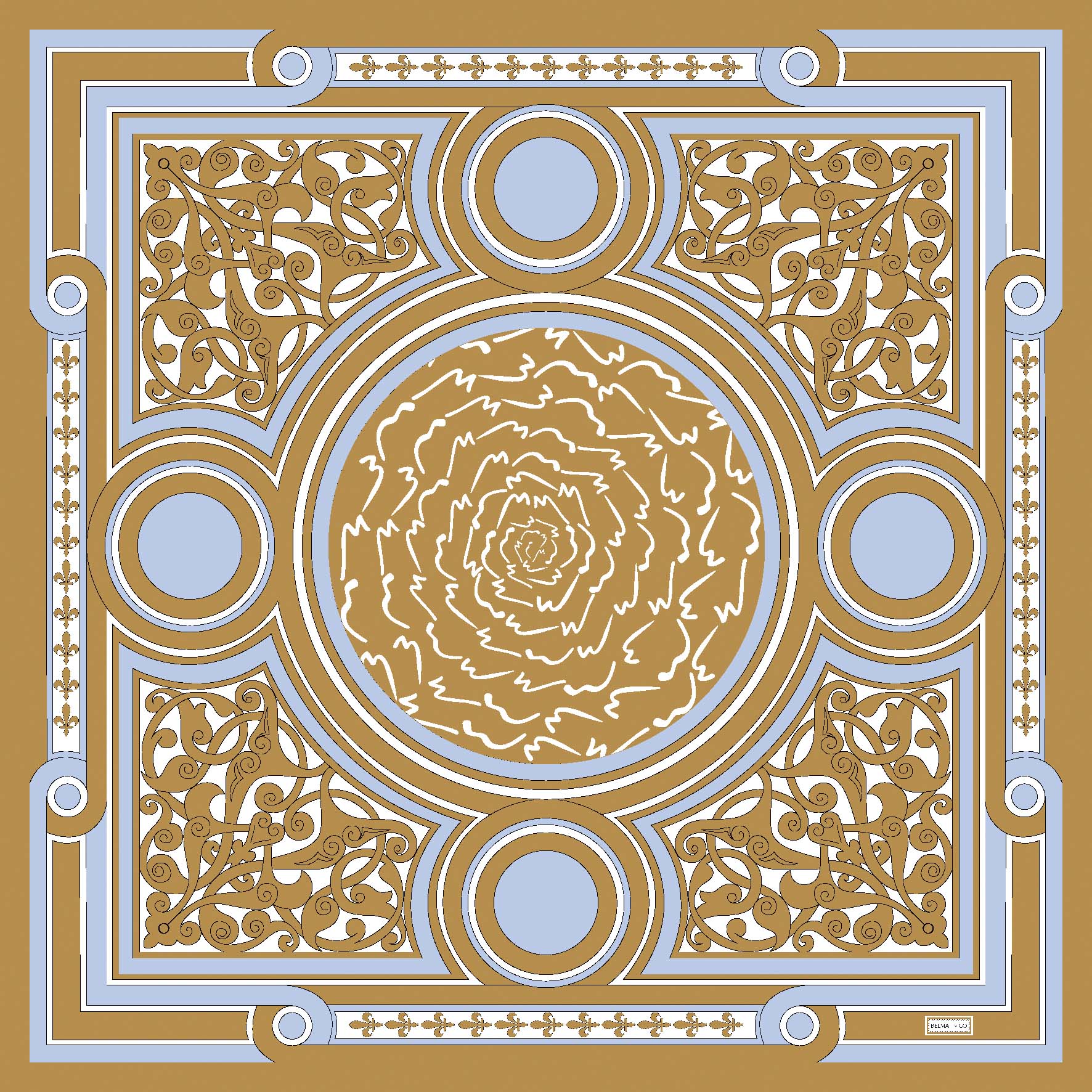 Golden Light Blue Golden Freedom Silk Twill Scarf