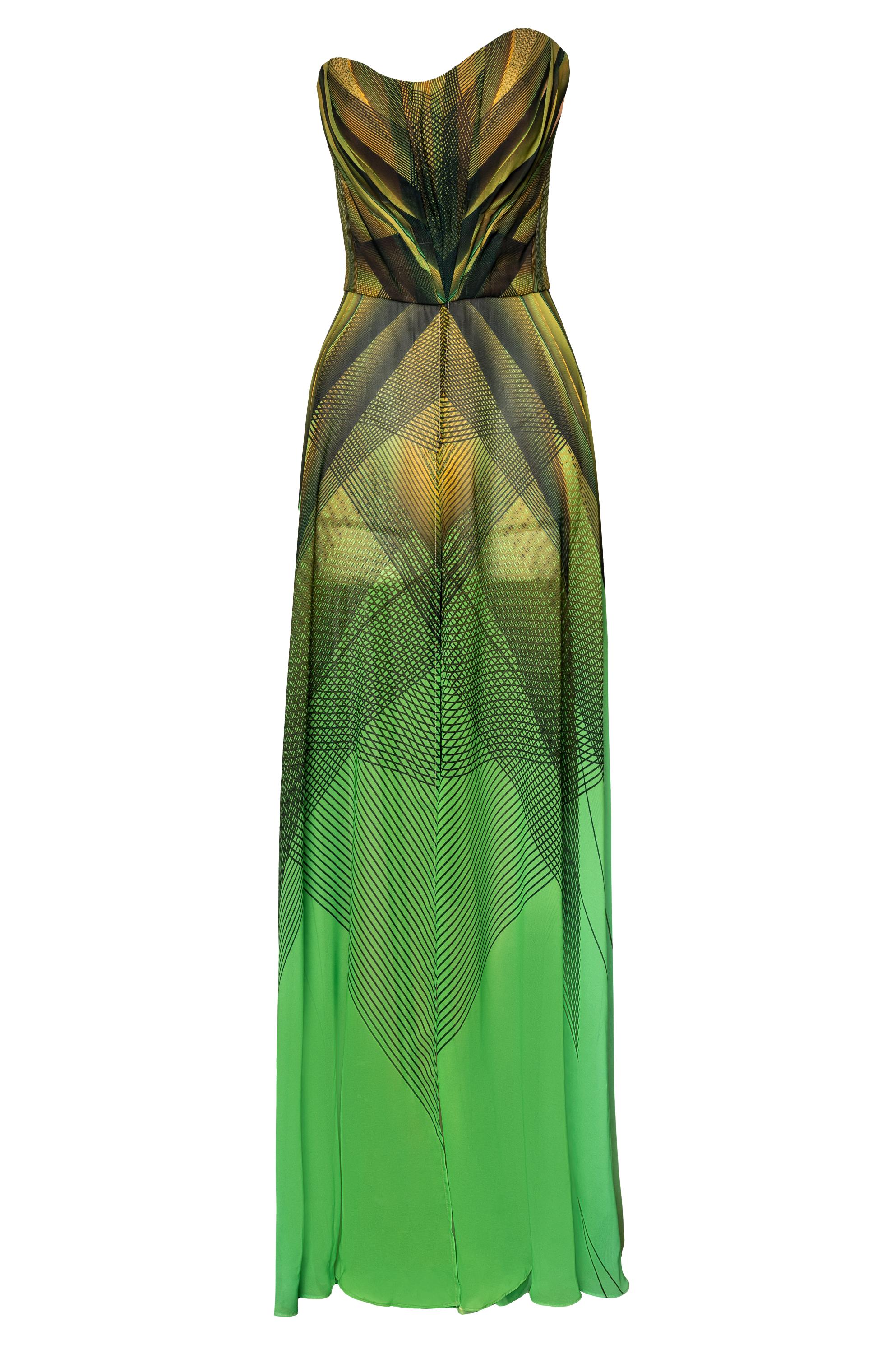 Green Bronze Corseted Chiffon Maxi Gown Belma Tvico Green Bronze Corseted Chiffon Maxi Gown Belma Tvico