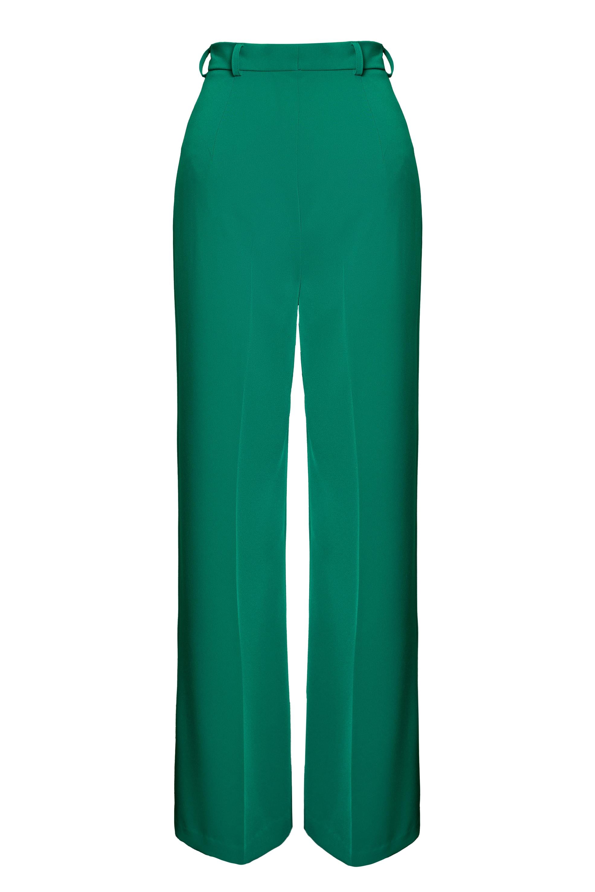 Mint Green Pleated Straight Leg Trousers