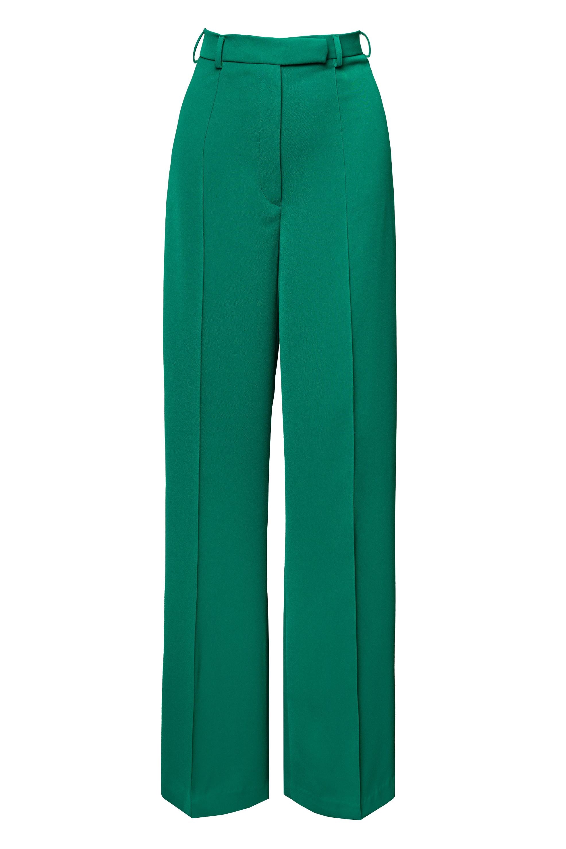 Mint Green Pleated Straight Leg Trousers