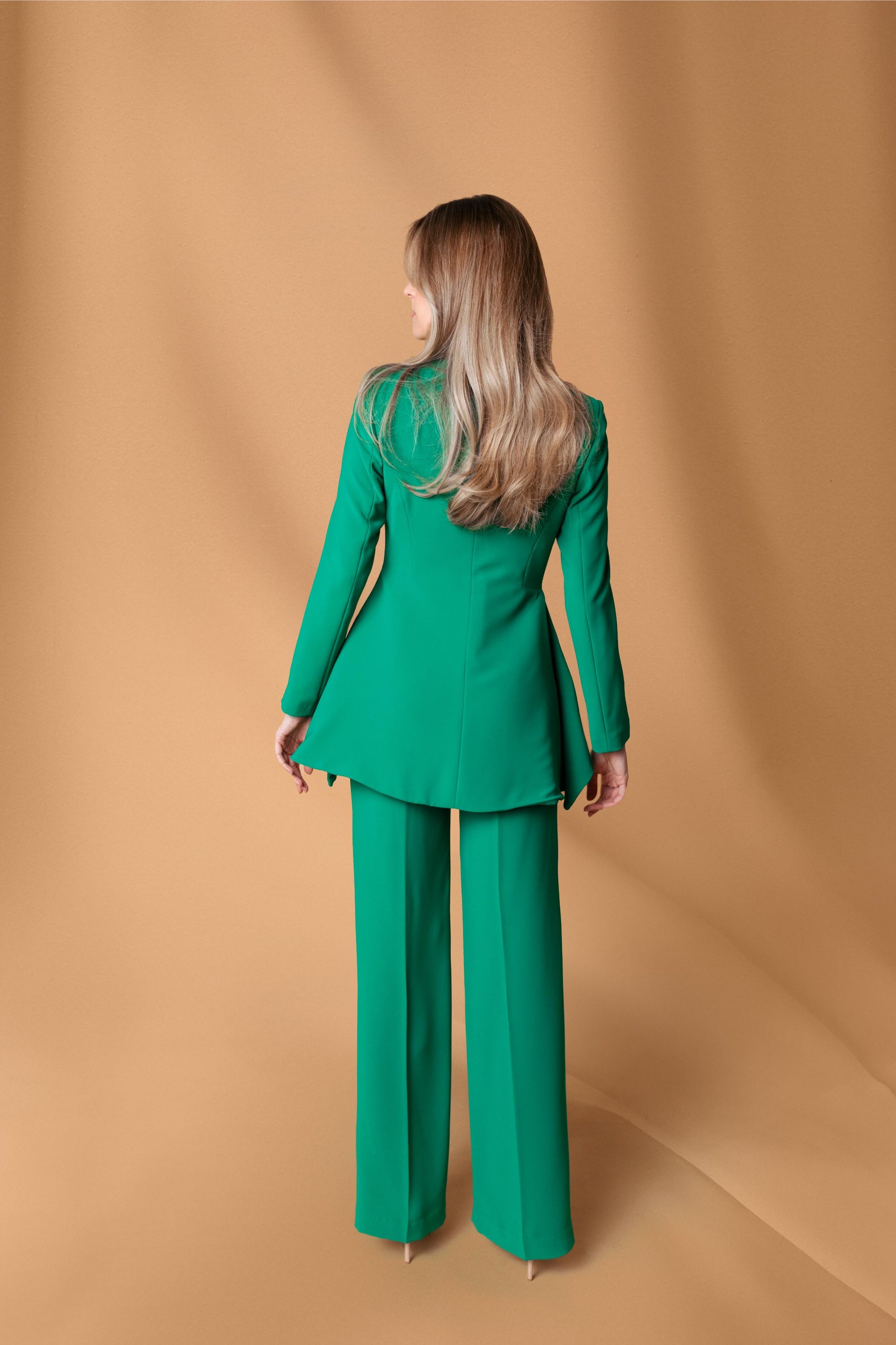 Mint Green Pleated Straight Leg Trousers