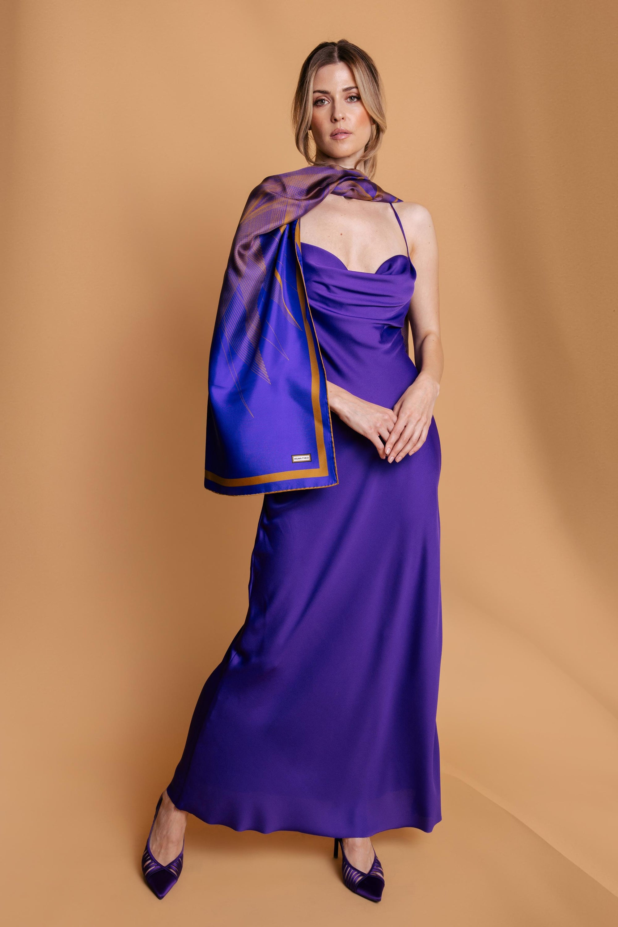 Purple Saten Crepe Slip Dress