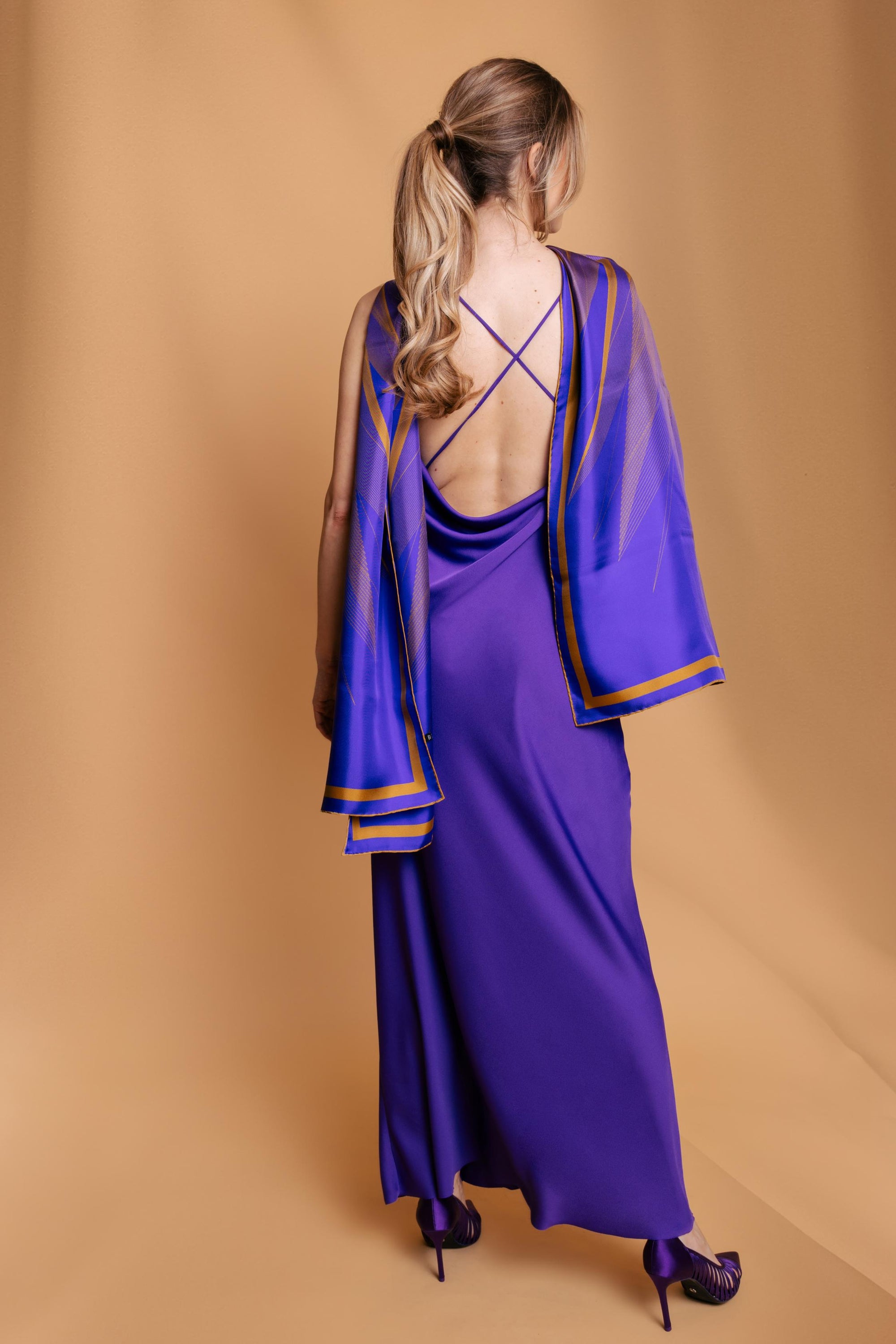 Purple Saten Crepe Slip Dress