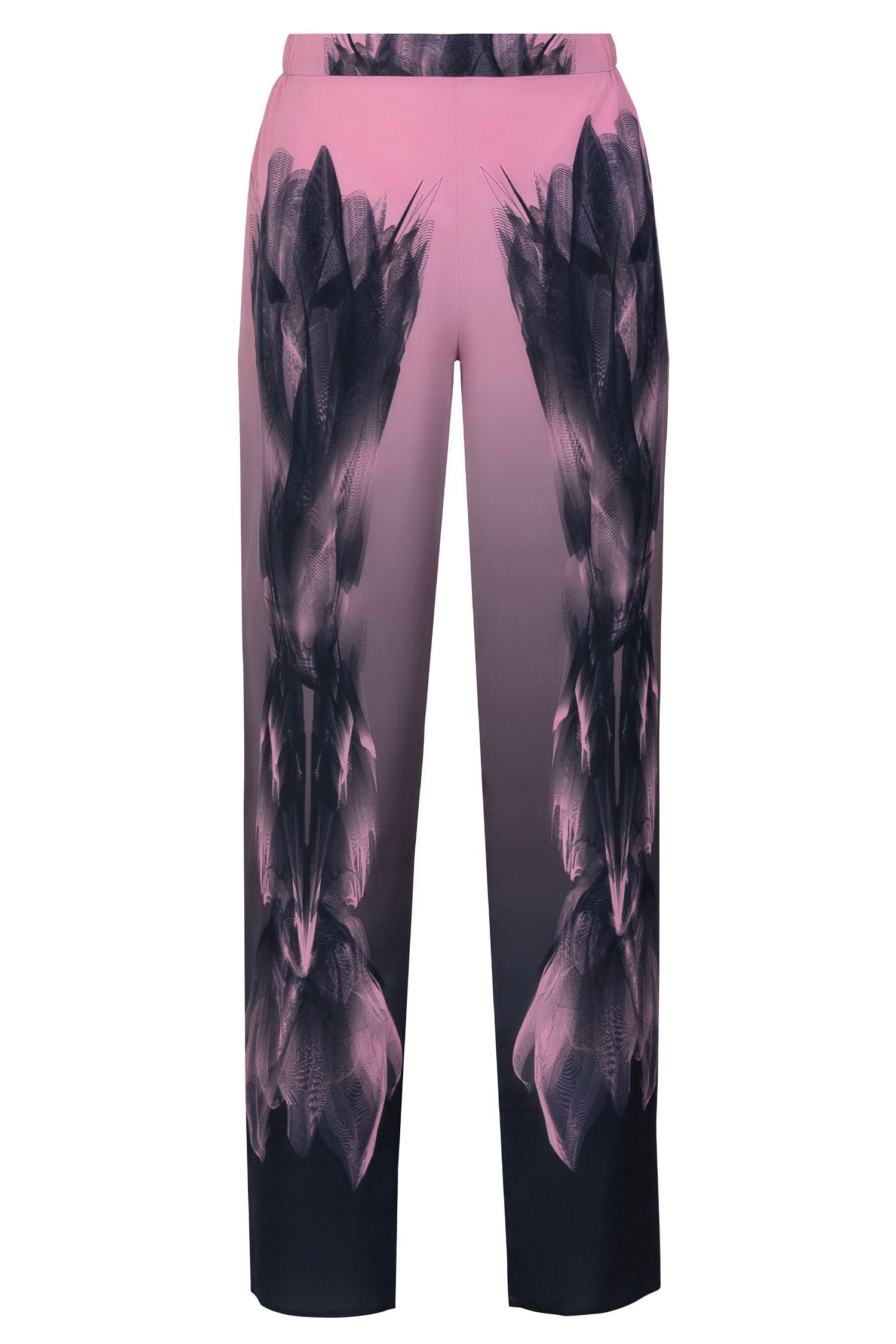 Black Pink Twilight Silk Straight Leg Trousers
