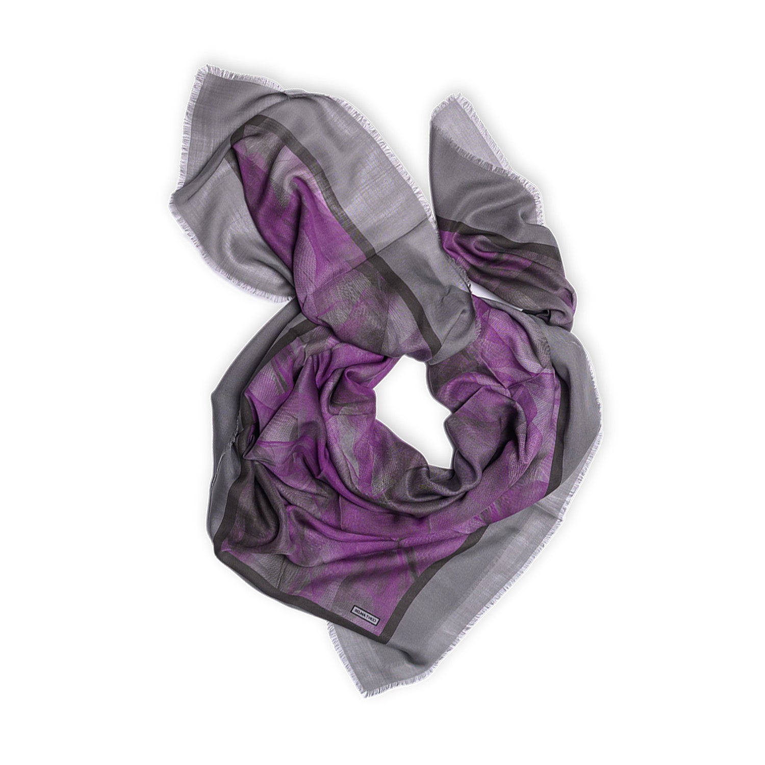 Dark Gray Purple Manouvre Unisex Wool Silk Scarf