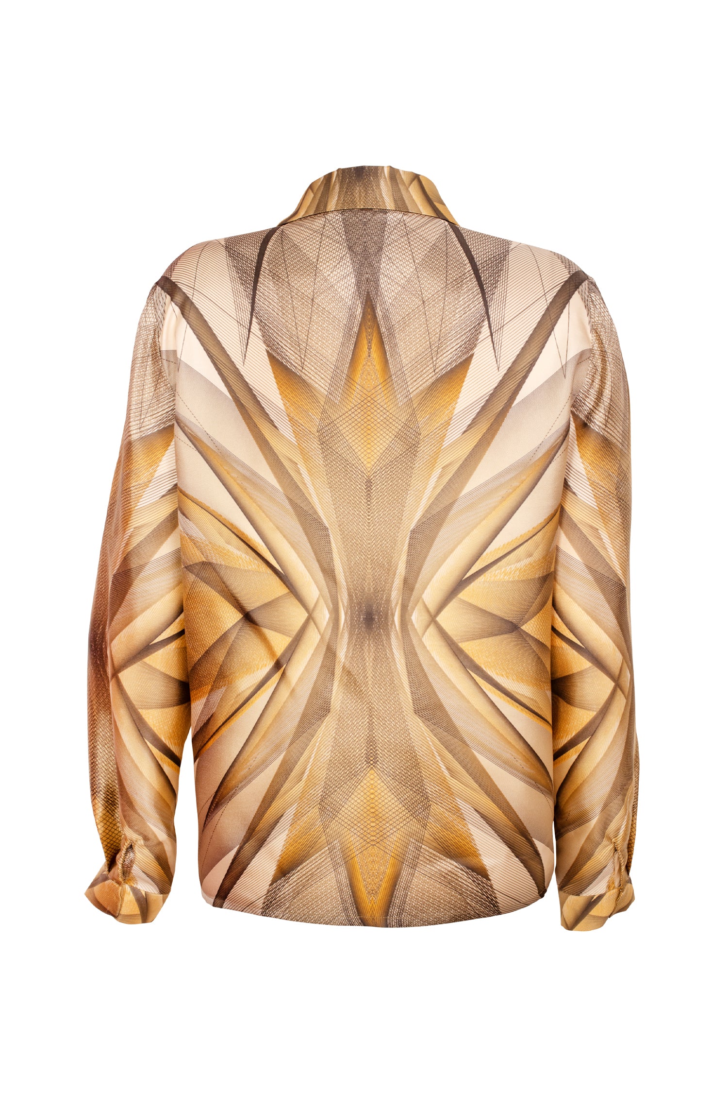 Beige Black Gold Long Sleeved Orion Silk Shirt