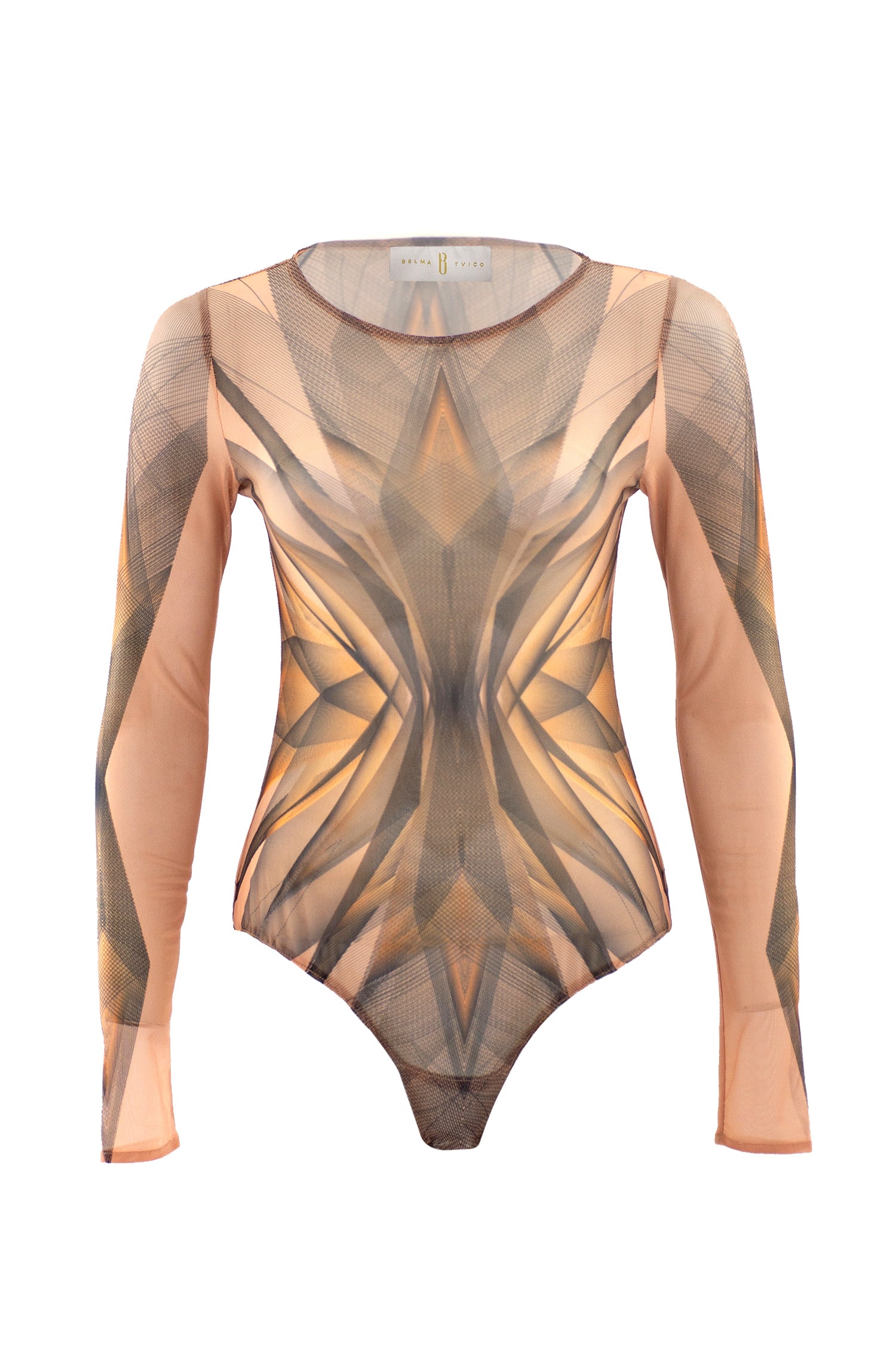 Beige Black Gold Orion Print Bodysuit
