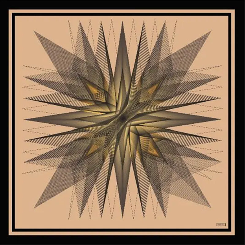 Beige Black Gold Orion Silk Twill Scarf