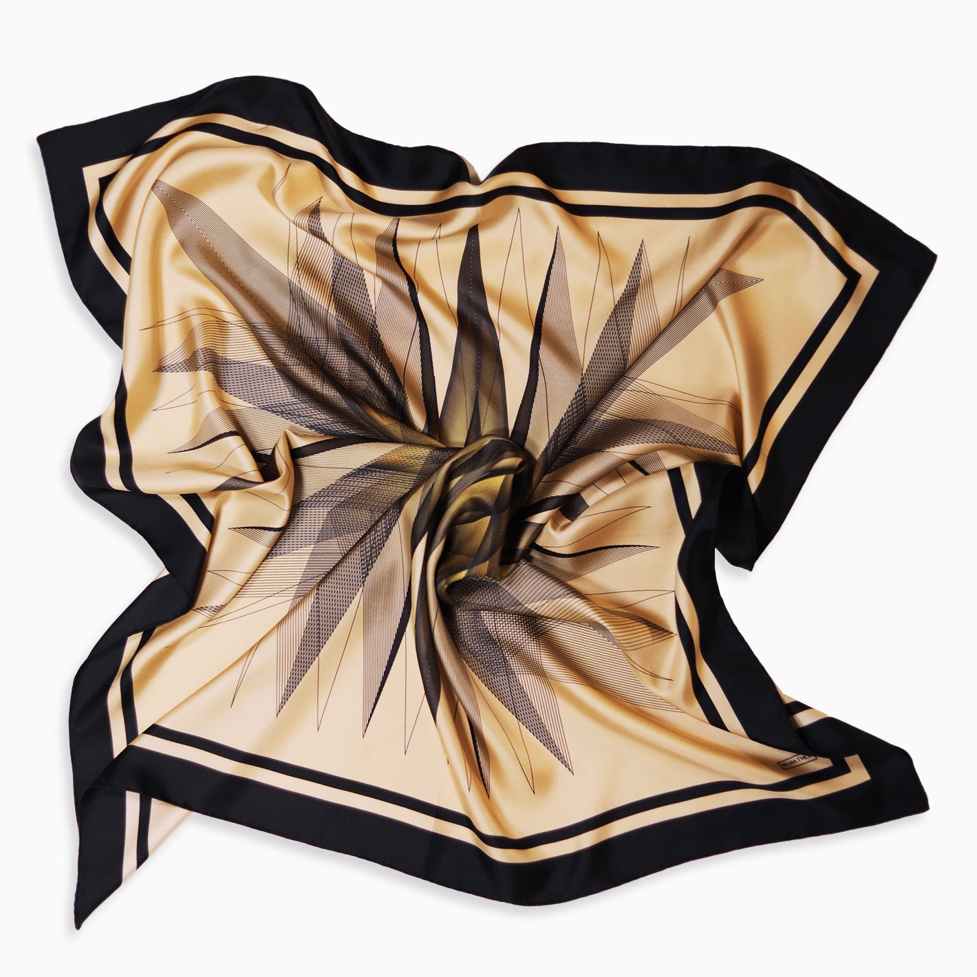 Beige Black Gold Orion Silk Twill Scarf
