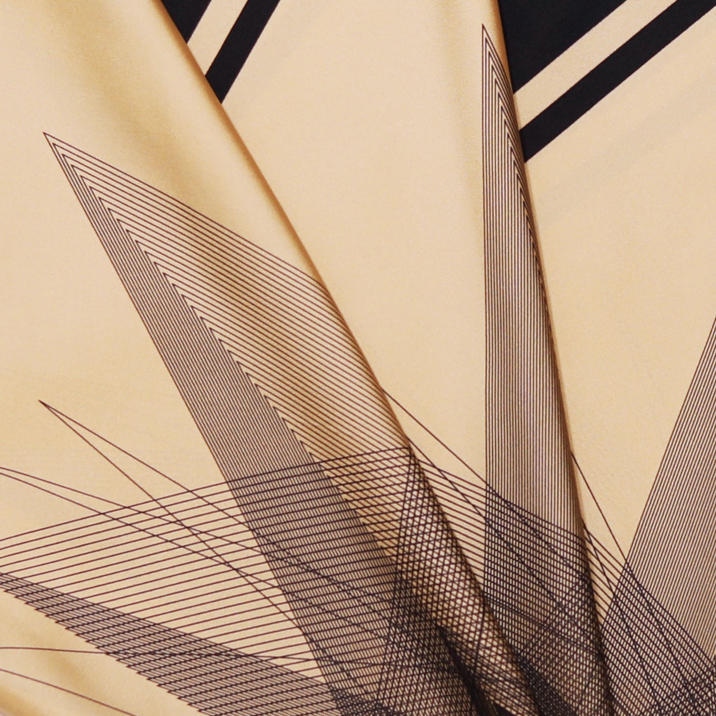 Beige Black Gold Orion Silk Twill Scarf