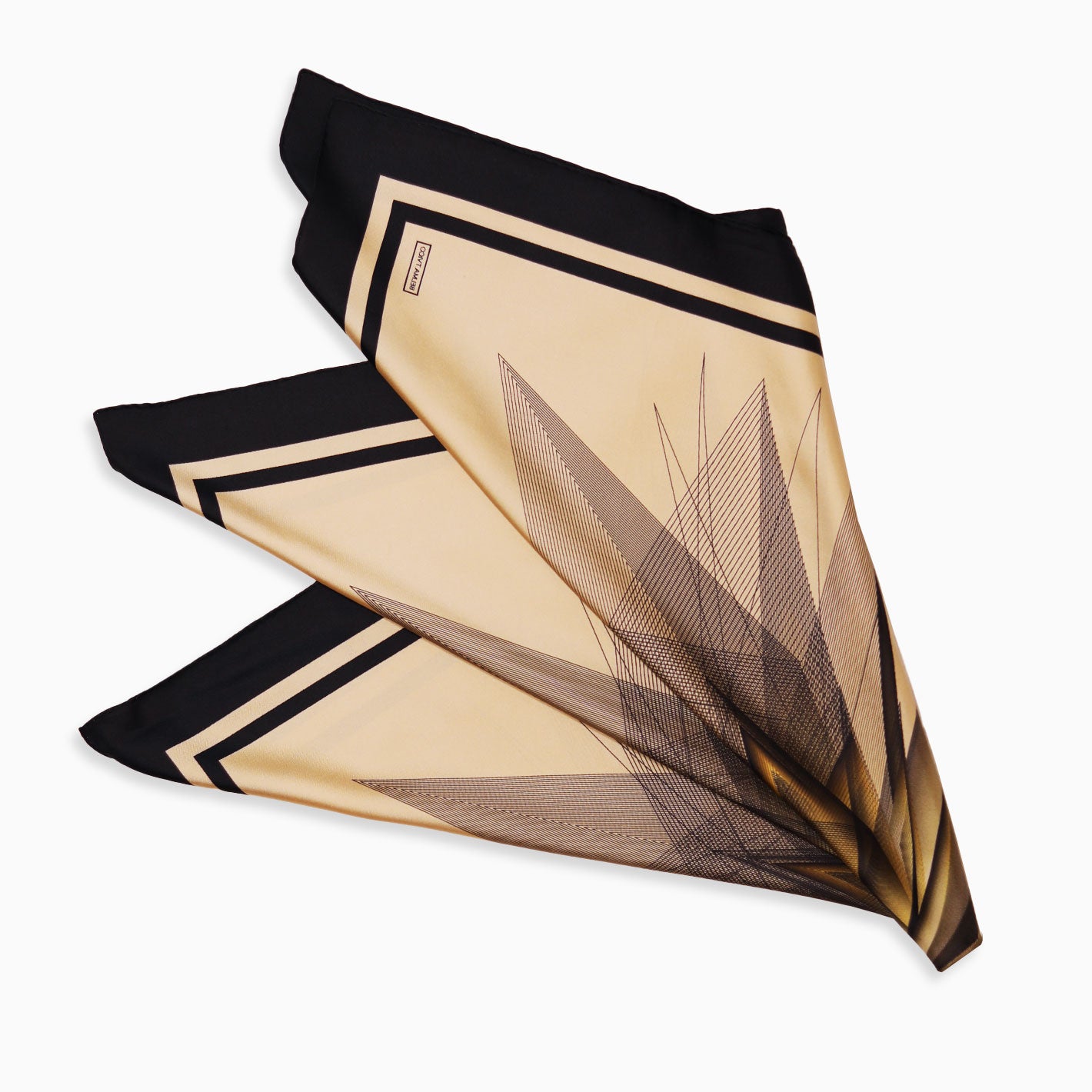 Beige Black Gold Orion Silk Twill Scarf
