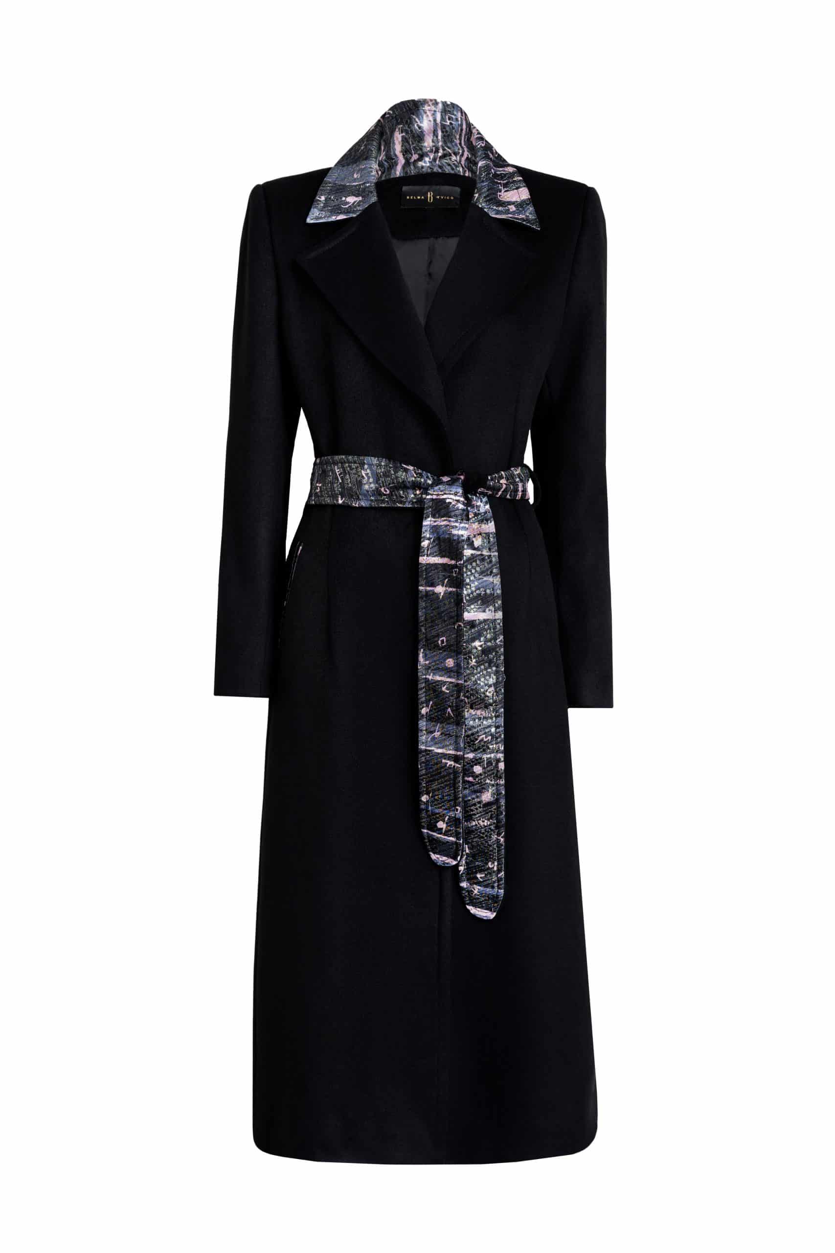Black Bosančica Collar and Belt Long Coat