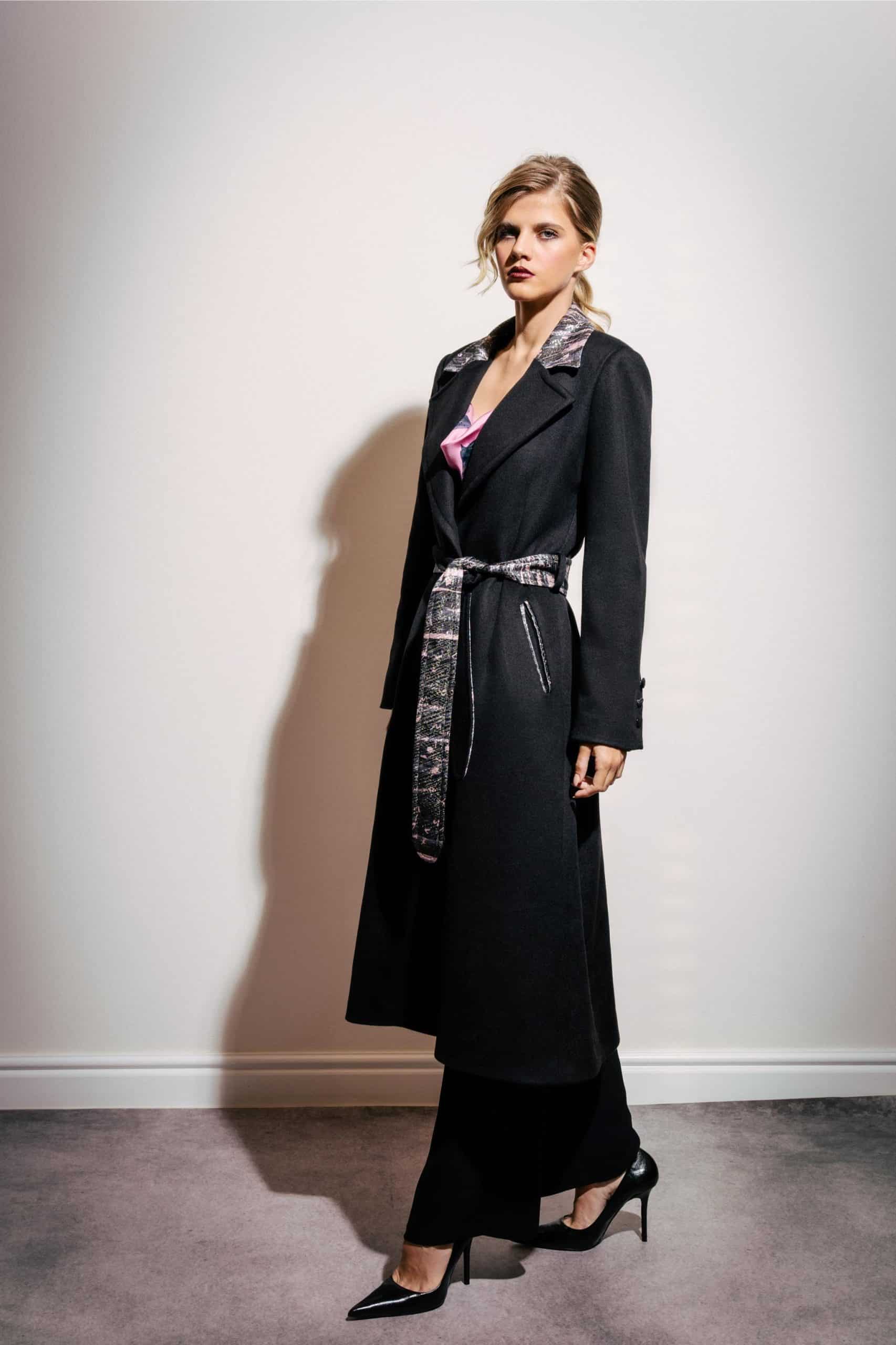 Black Bosančica Collar and Belt Long Coat