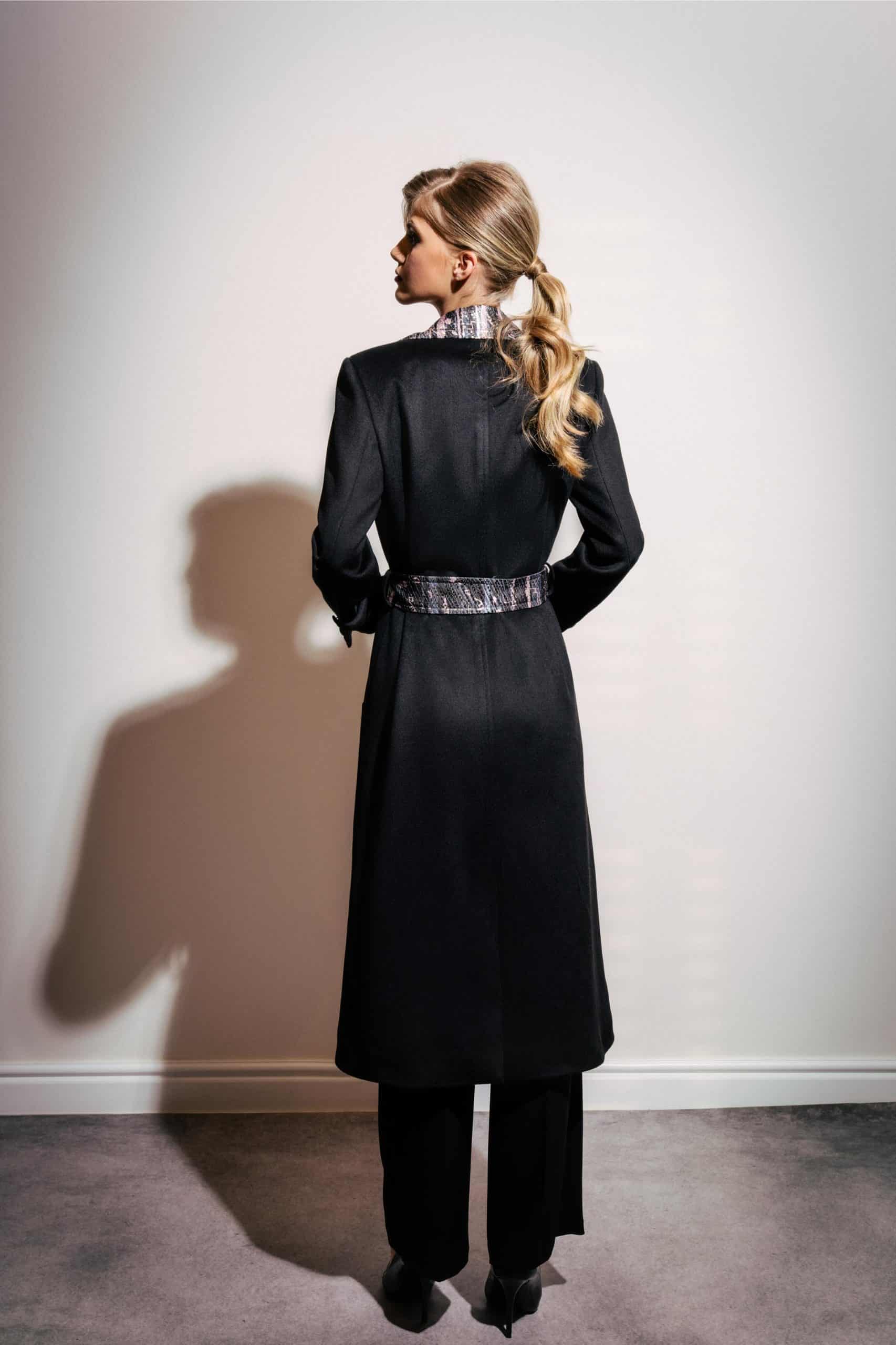 Black Bosančica Collar and Belt Long Coat