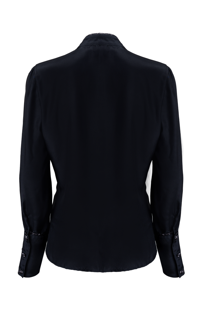 Black Crepe De Chine Silk Shirt