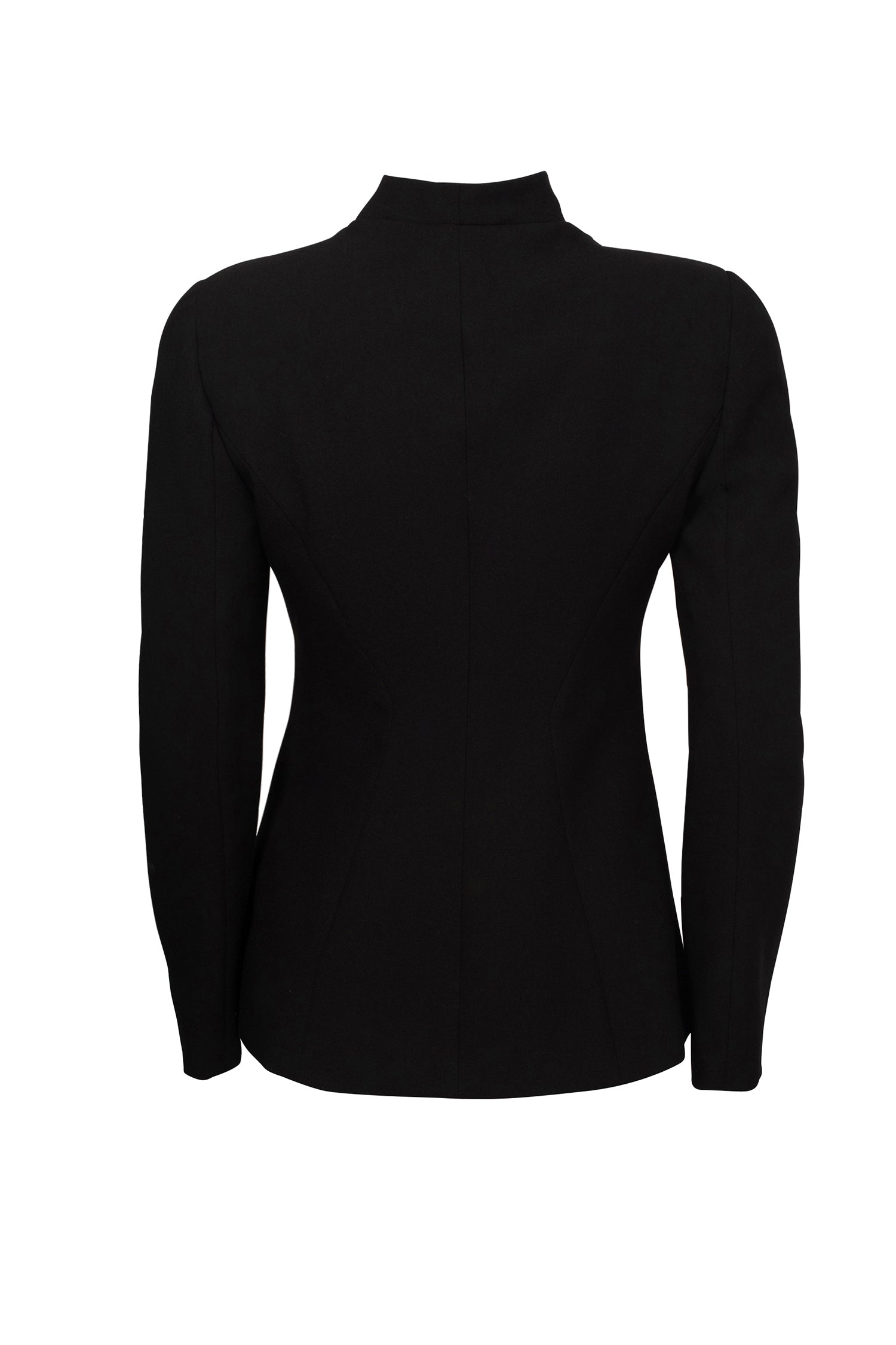 Black Crepe Double Breasted Square Neck Blazer
