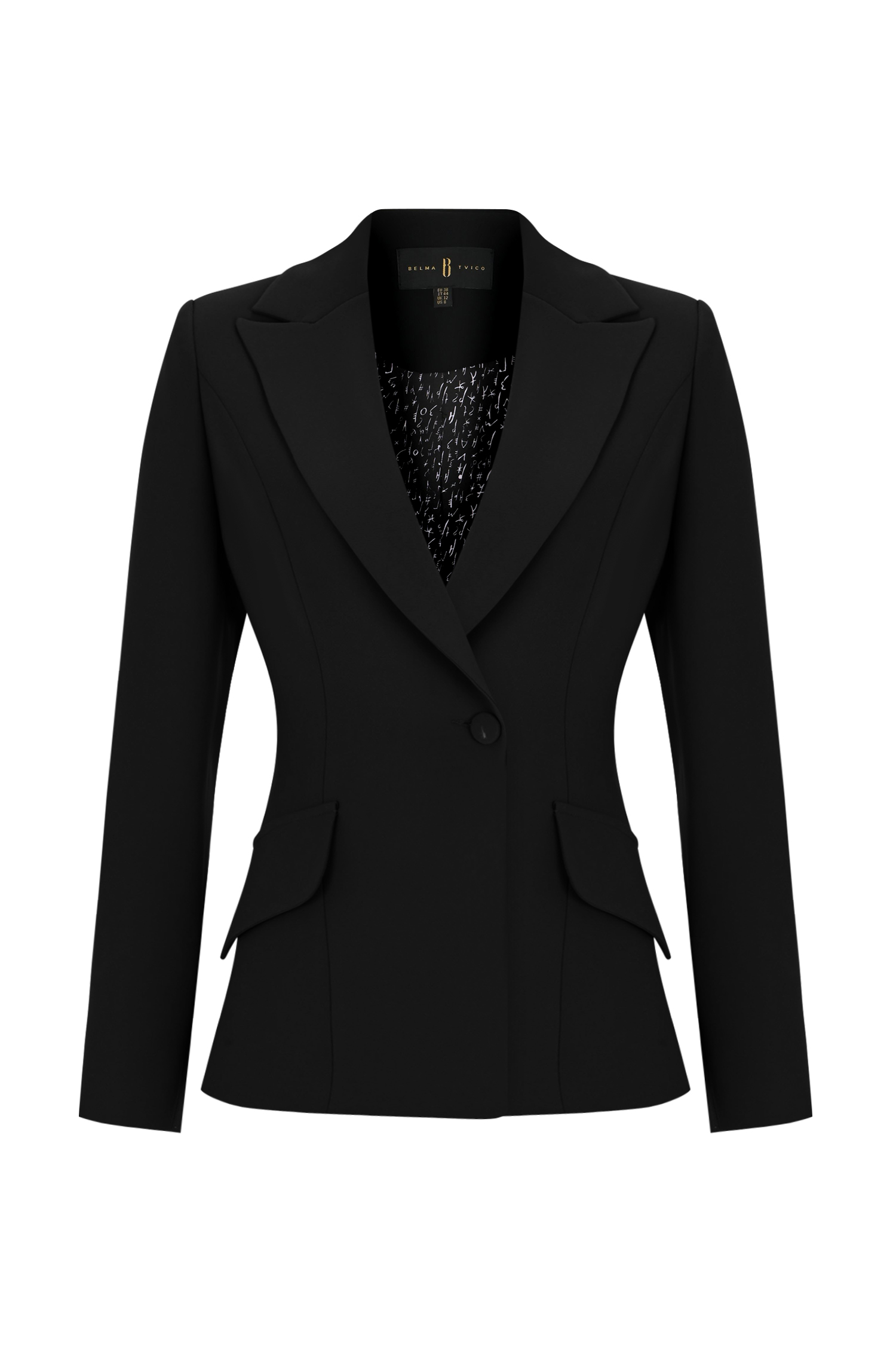 Black Crepe V-neckline Suit