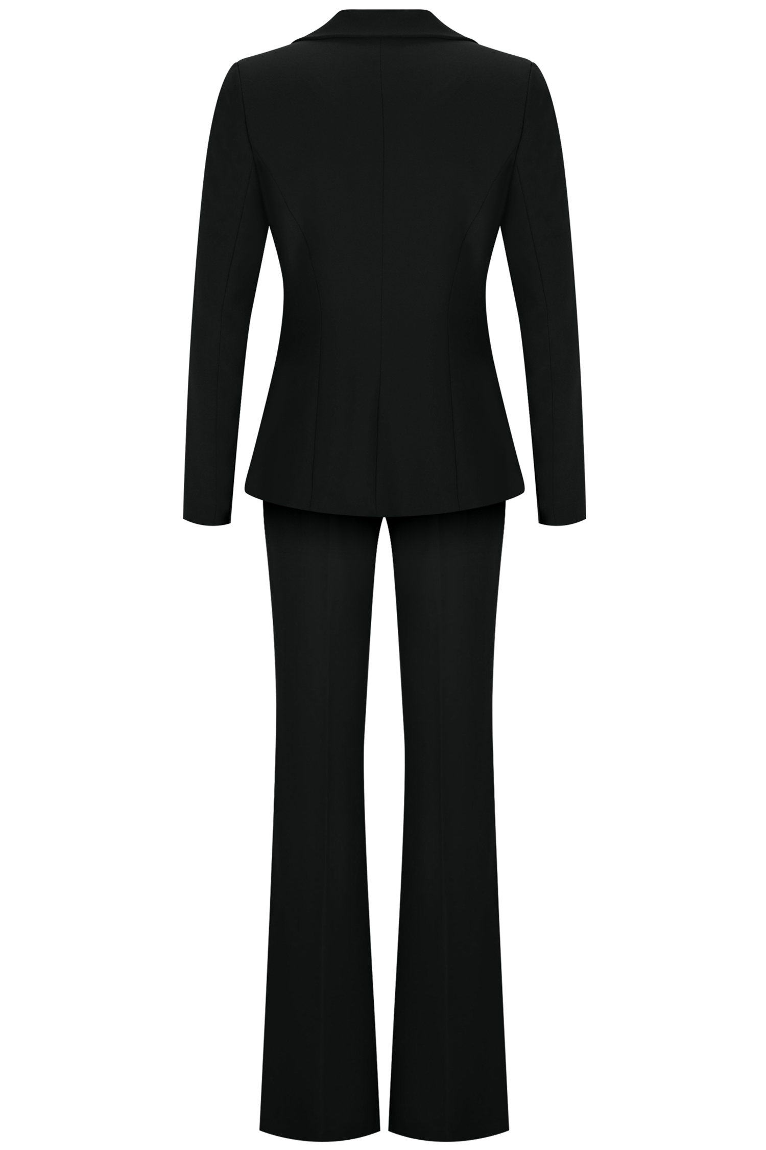 Black Crepe V-neckline Suit