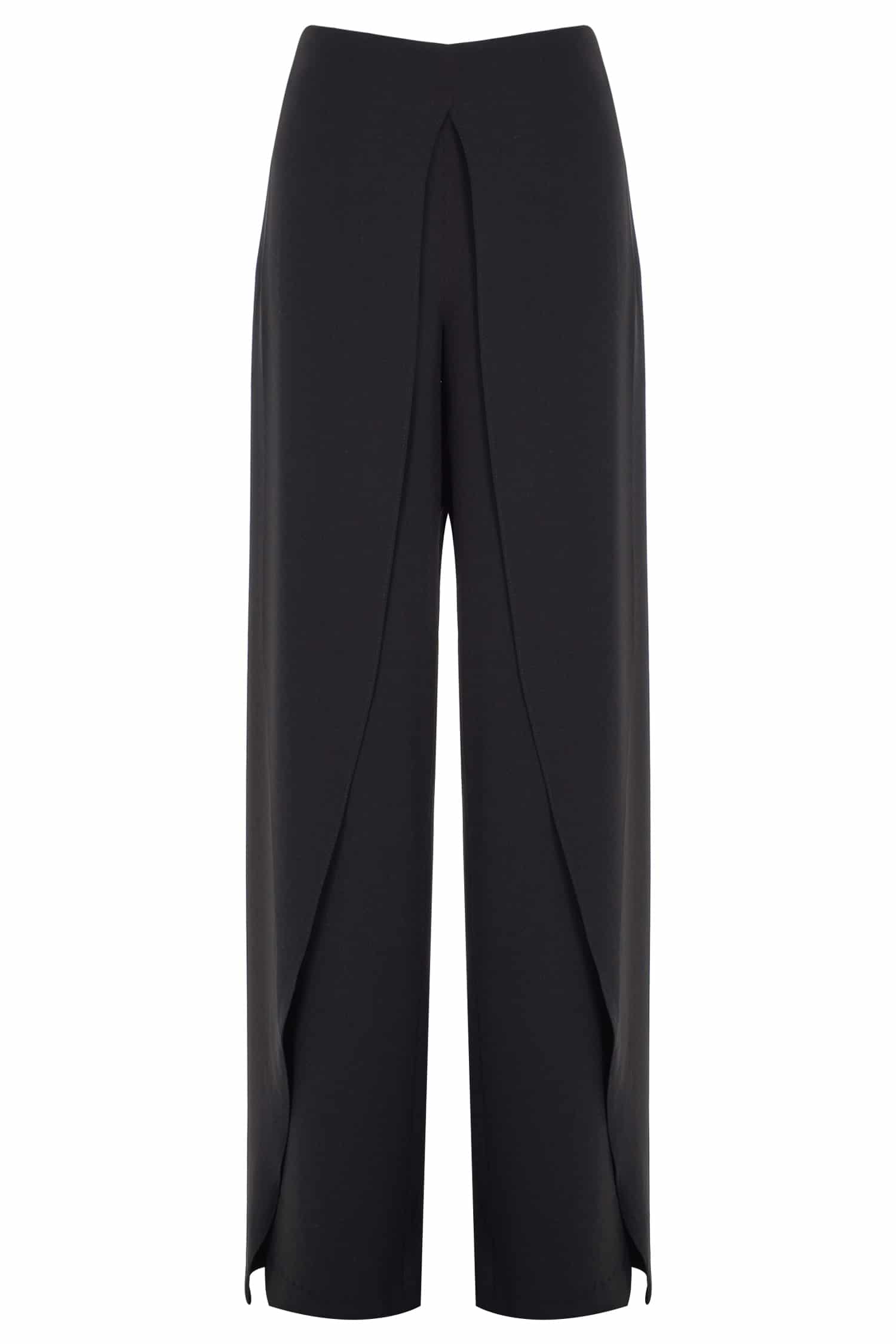 Black Crepe Wide Leg Trousers