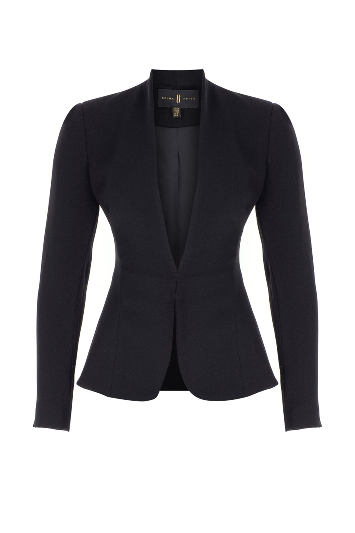 Black Hip Length Cinched Blazer Suit