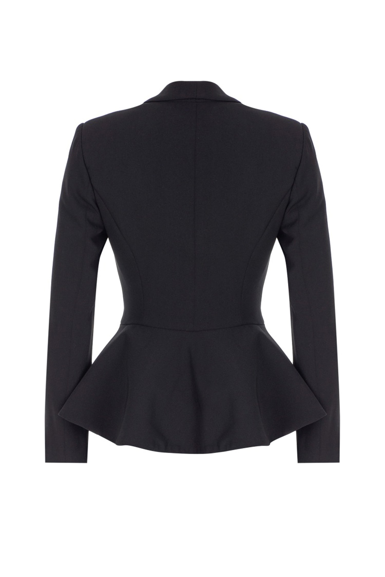 Black Hip Length Cinched Blazer Suit