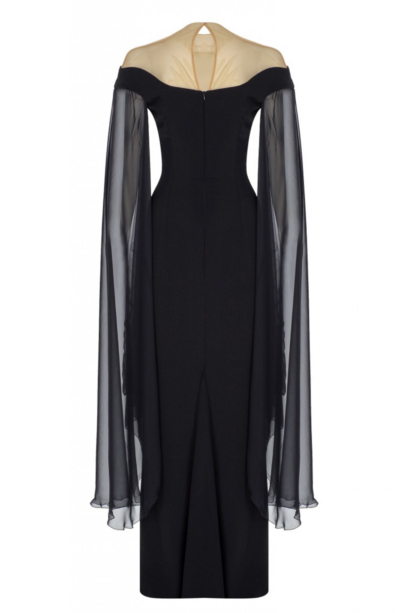 Black Long Chiffon Crepe Gown
