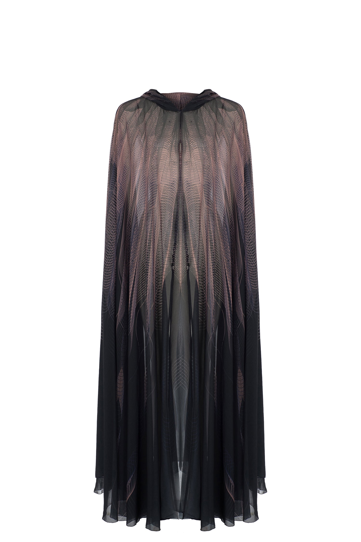 Black Pink Demet Akalin Chiffon Hooded Cape