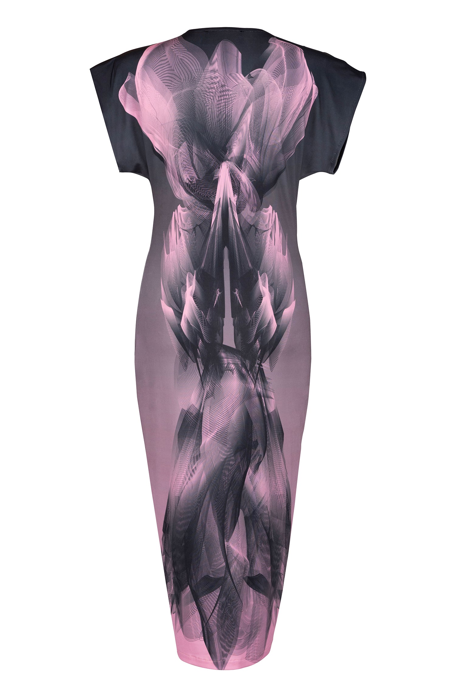 Black Pink Twilight Ruched Cocktail Dress