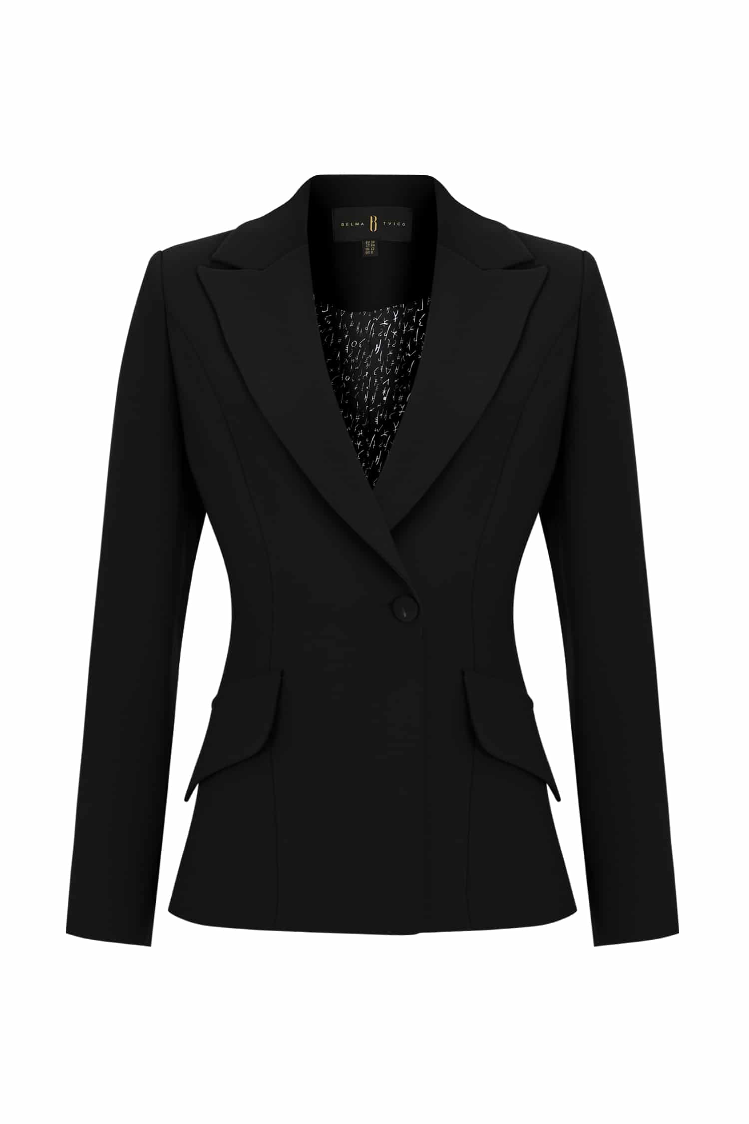 Black Plunging V-neckline Blazer