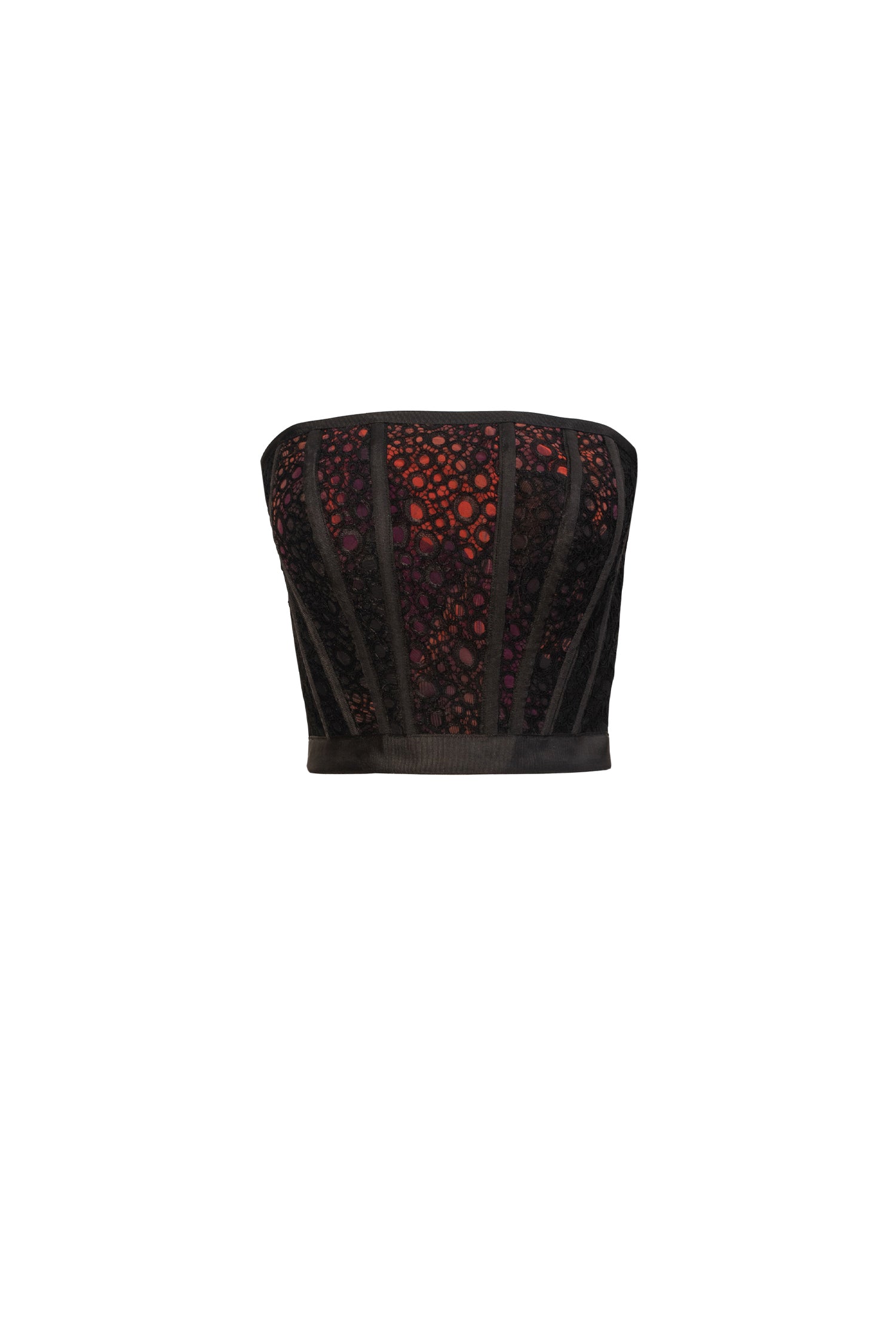 Black Red Fitted Lace Corset Bodice