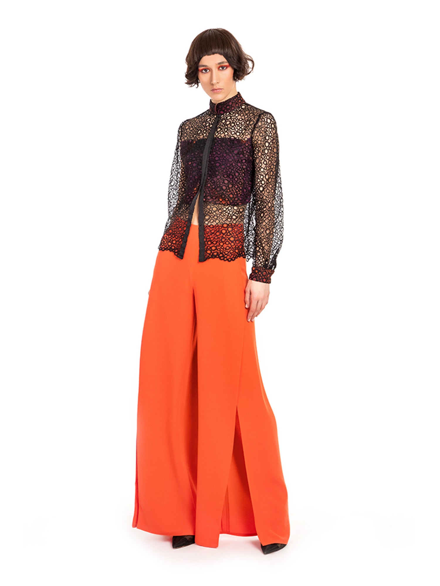 Black Sheer Lace Blouse