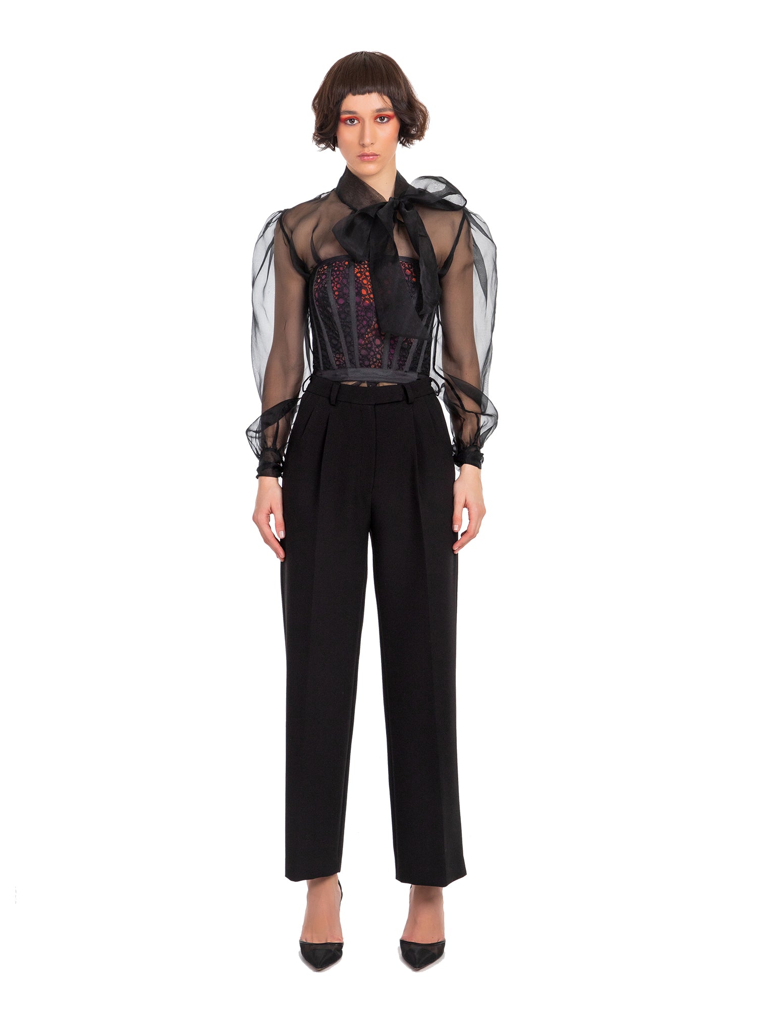 Black Silk Organza Silk Blouse