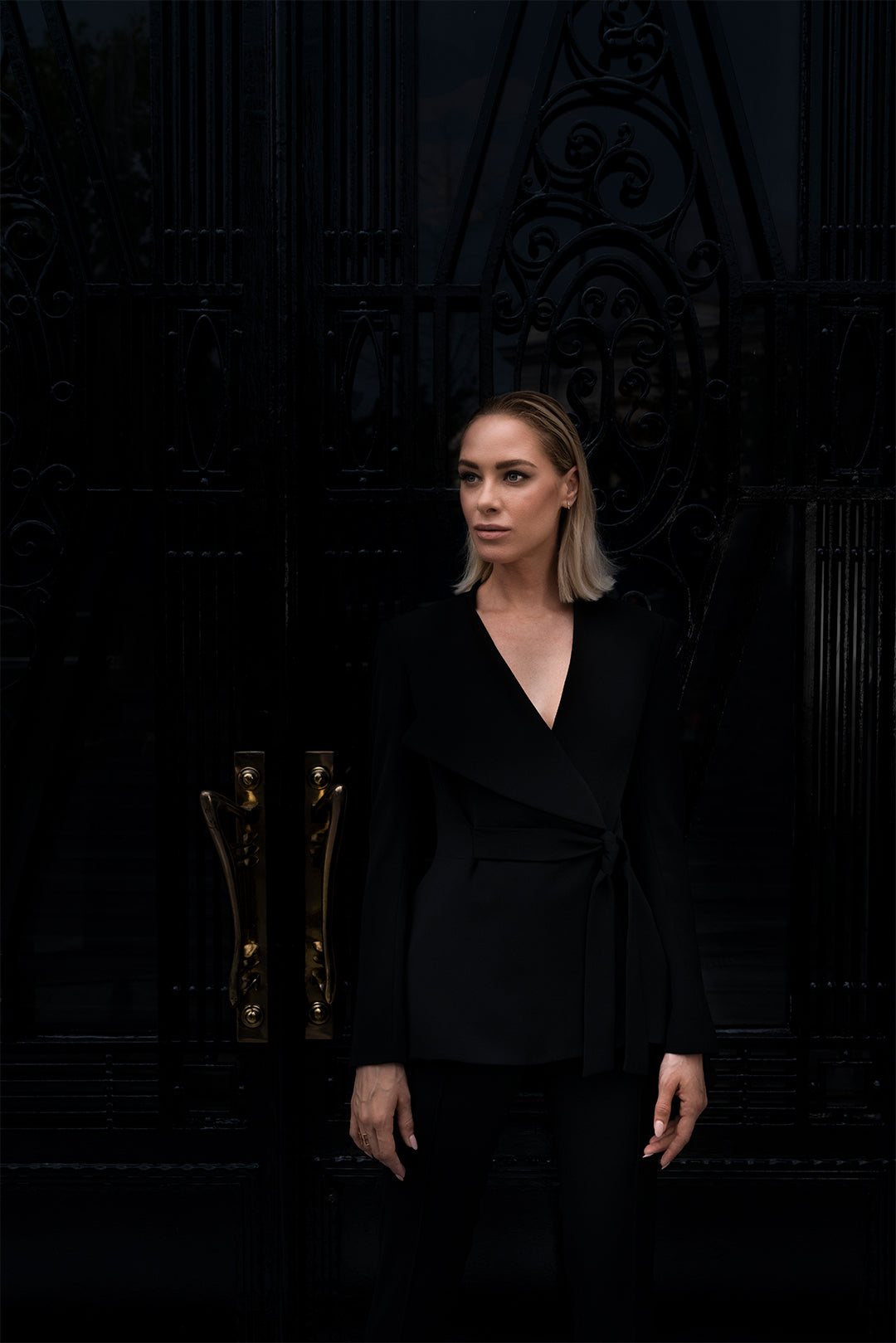 Black Tied Waist Flattering Blazer
