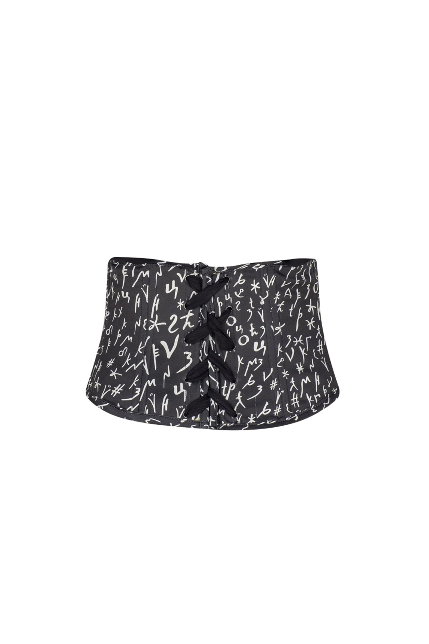 Black White Bosančica Print Corset Belt