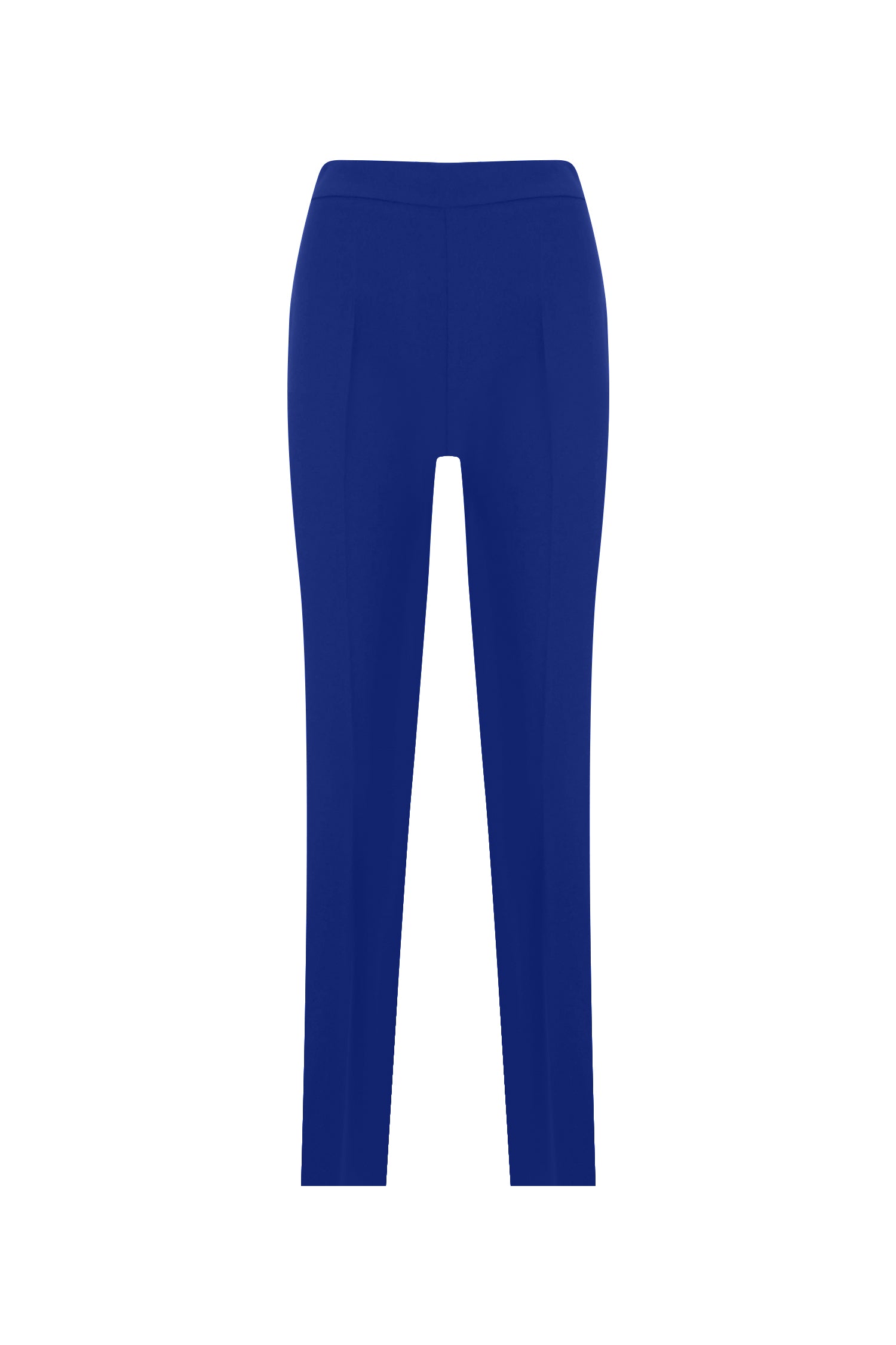 Blue Crepe Pencil Cut Pants