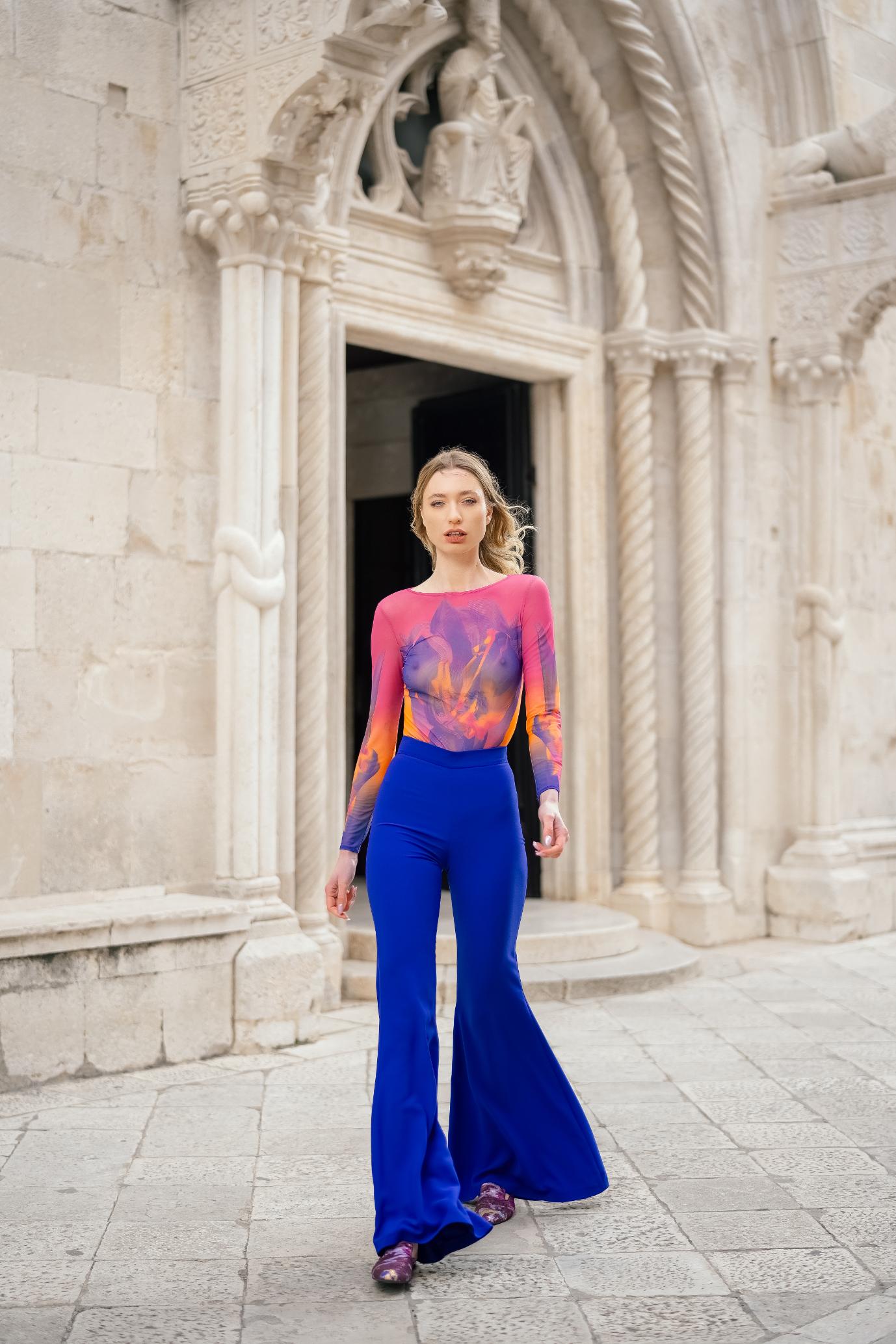 Blue Crepe Anja Kraljević Trapeze Pants