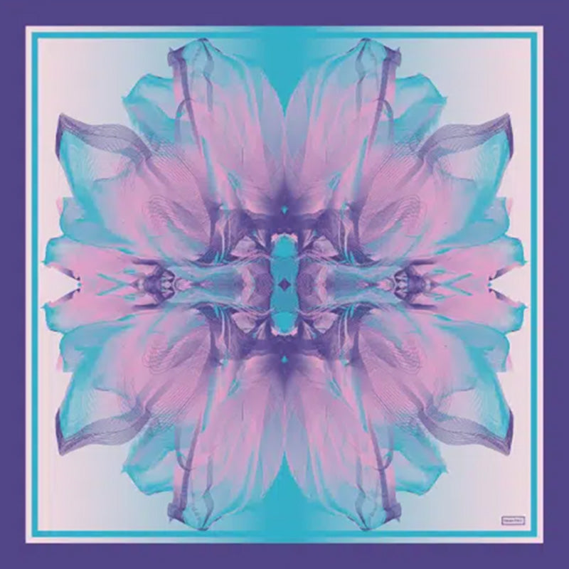 Blue Cyan Blue Sunset Printed Silk Scarf